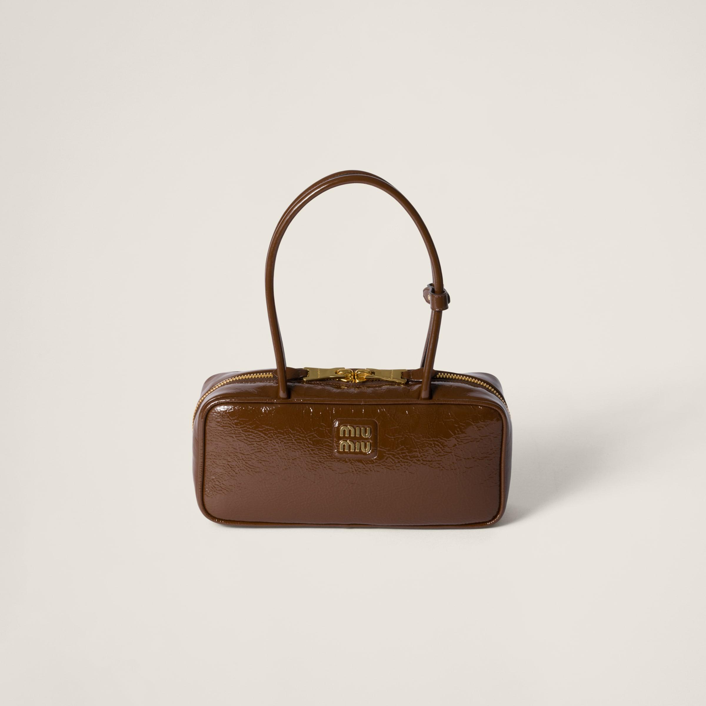 Miu Miu Beau Naplak Patent Leather Bag in Brown | Lyst
