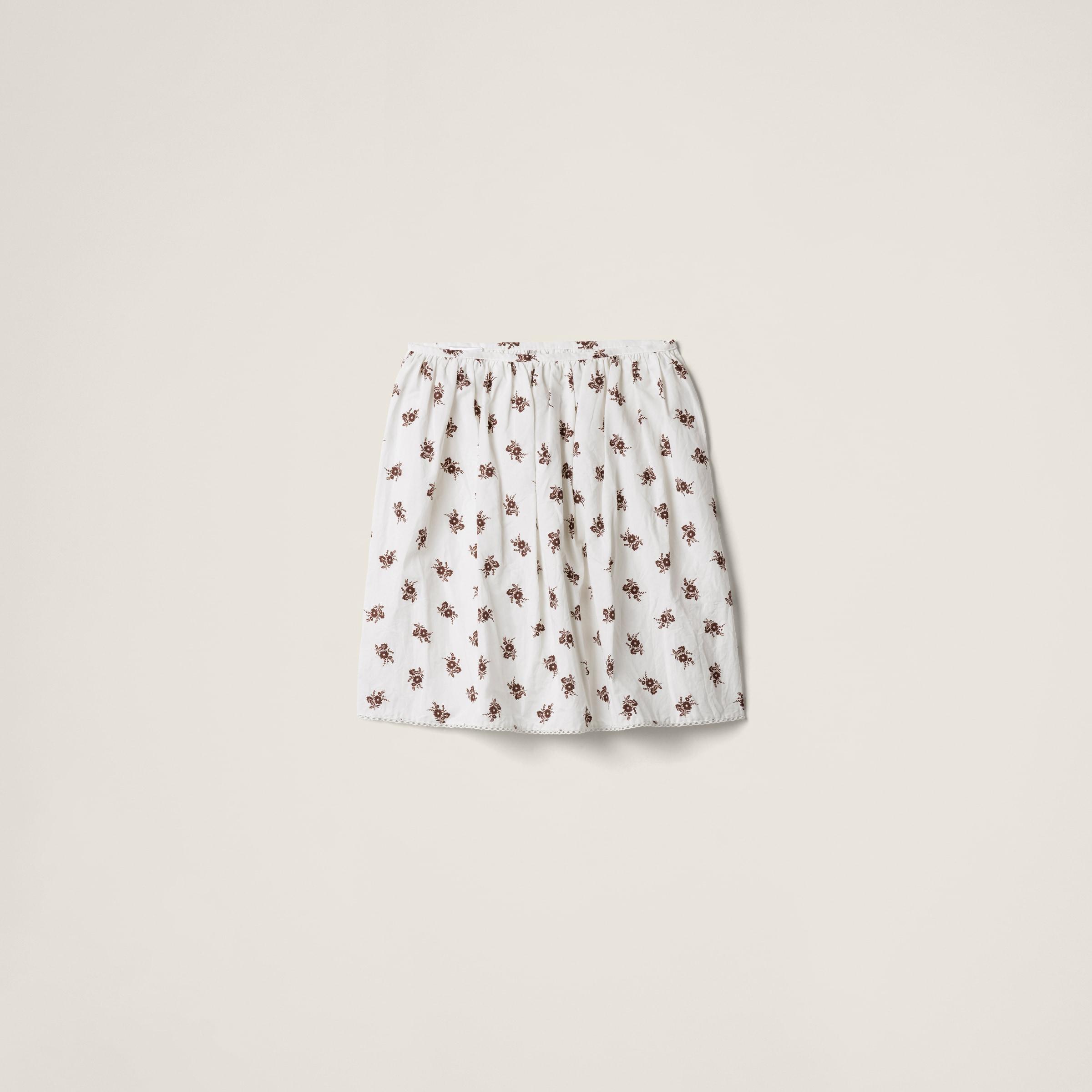 Miu Miu Printed Slubbed Poplin Skirt in White | Lyst