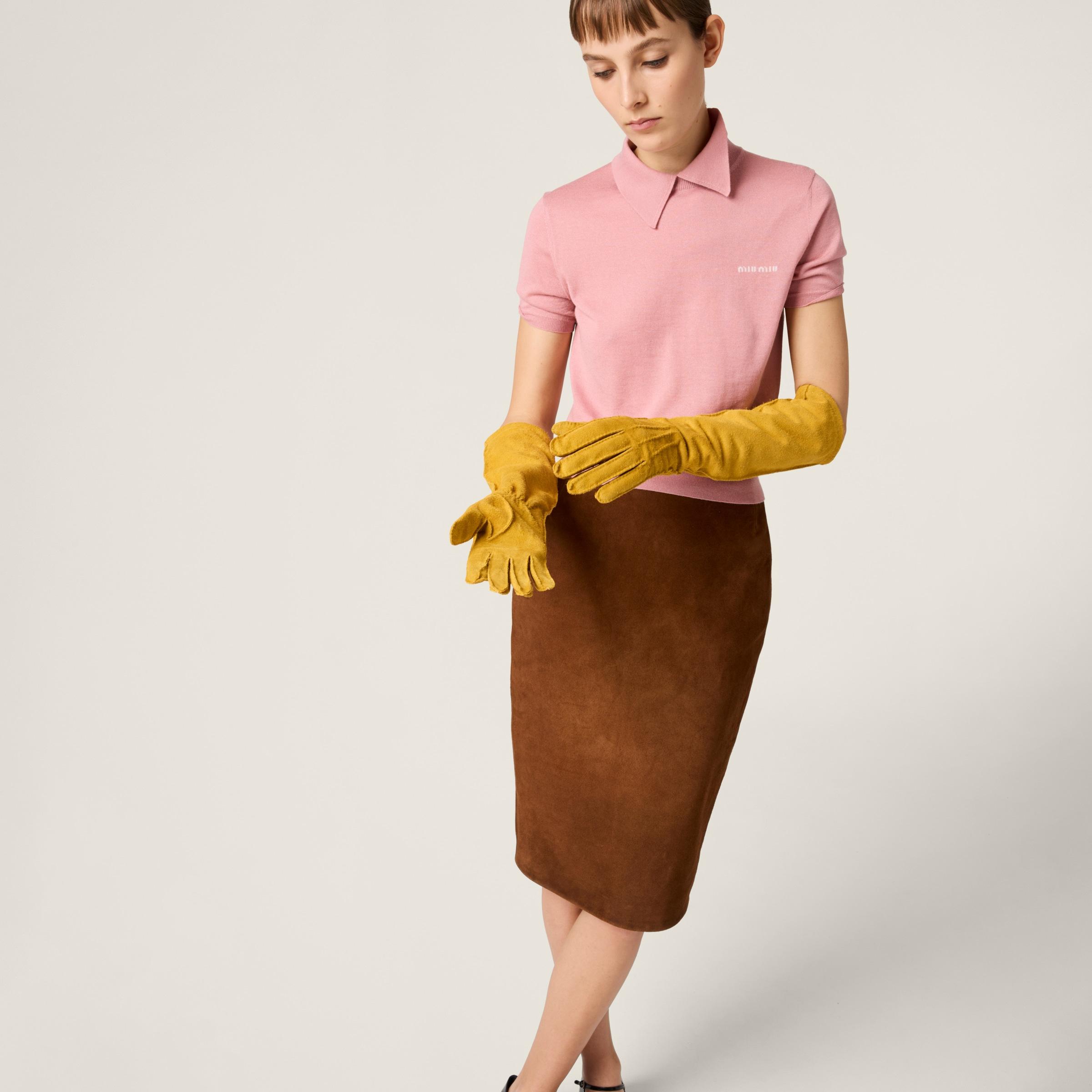 Miu Miu Knitted Polo Shirt in Pink | Lyst