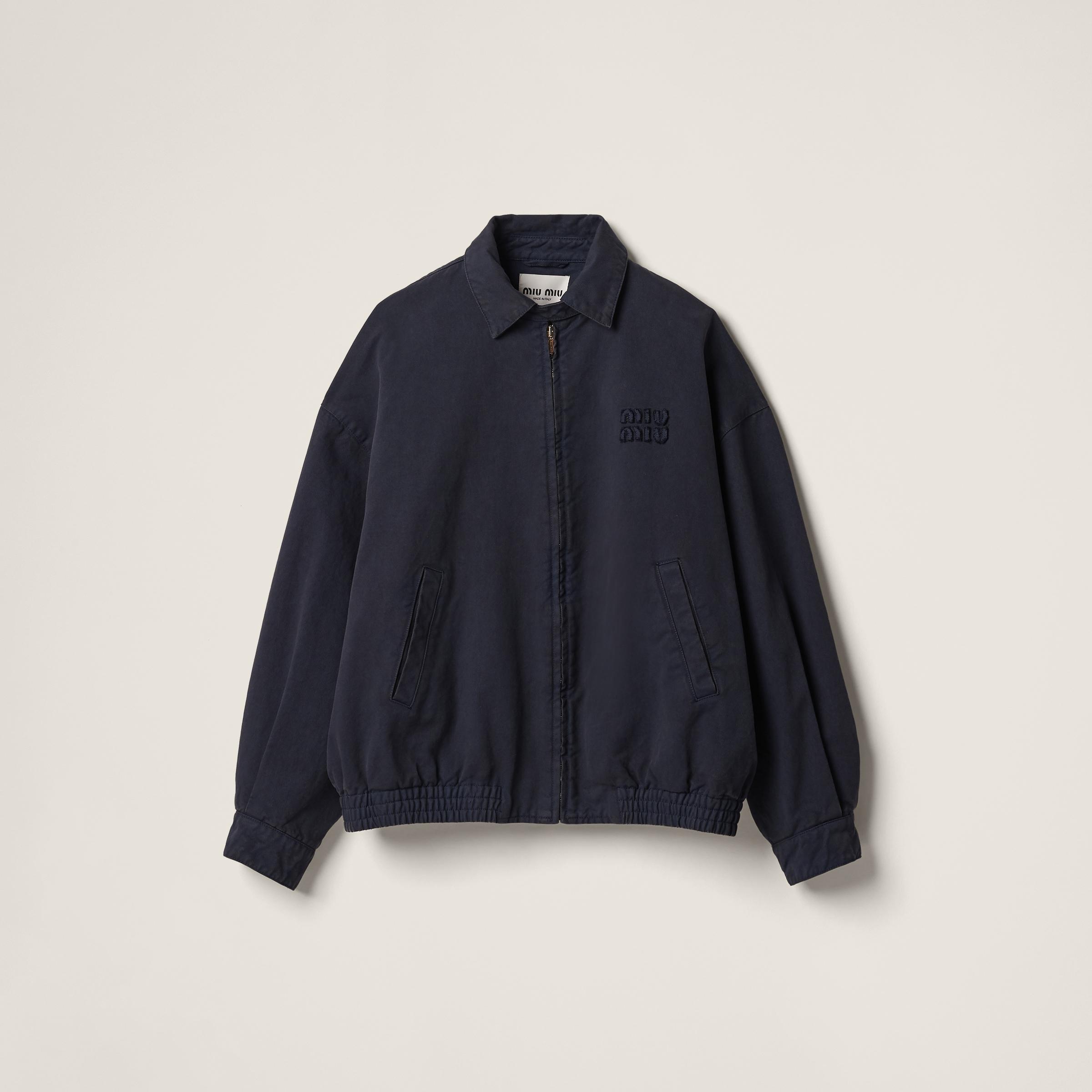 Miu Miu Gabardine Blouson Jacket in Blue | Lyst UK