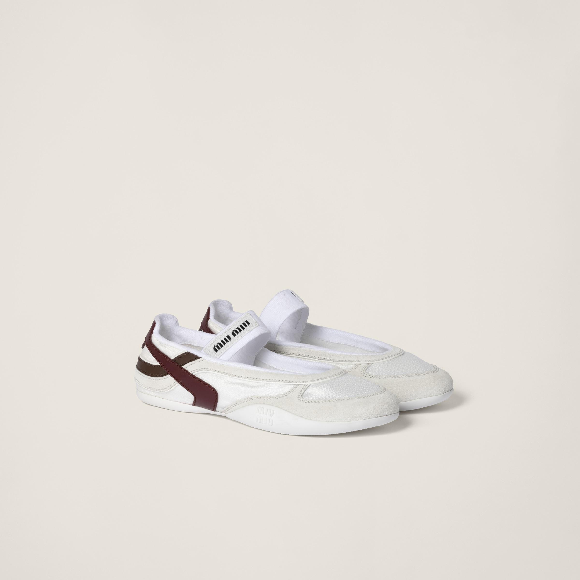 Miu Miu Gymnasium Technical Fabric And Suede Ballerinas in
