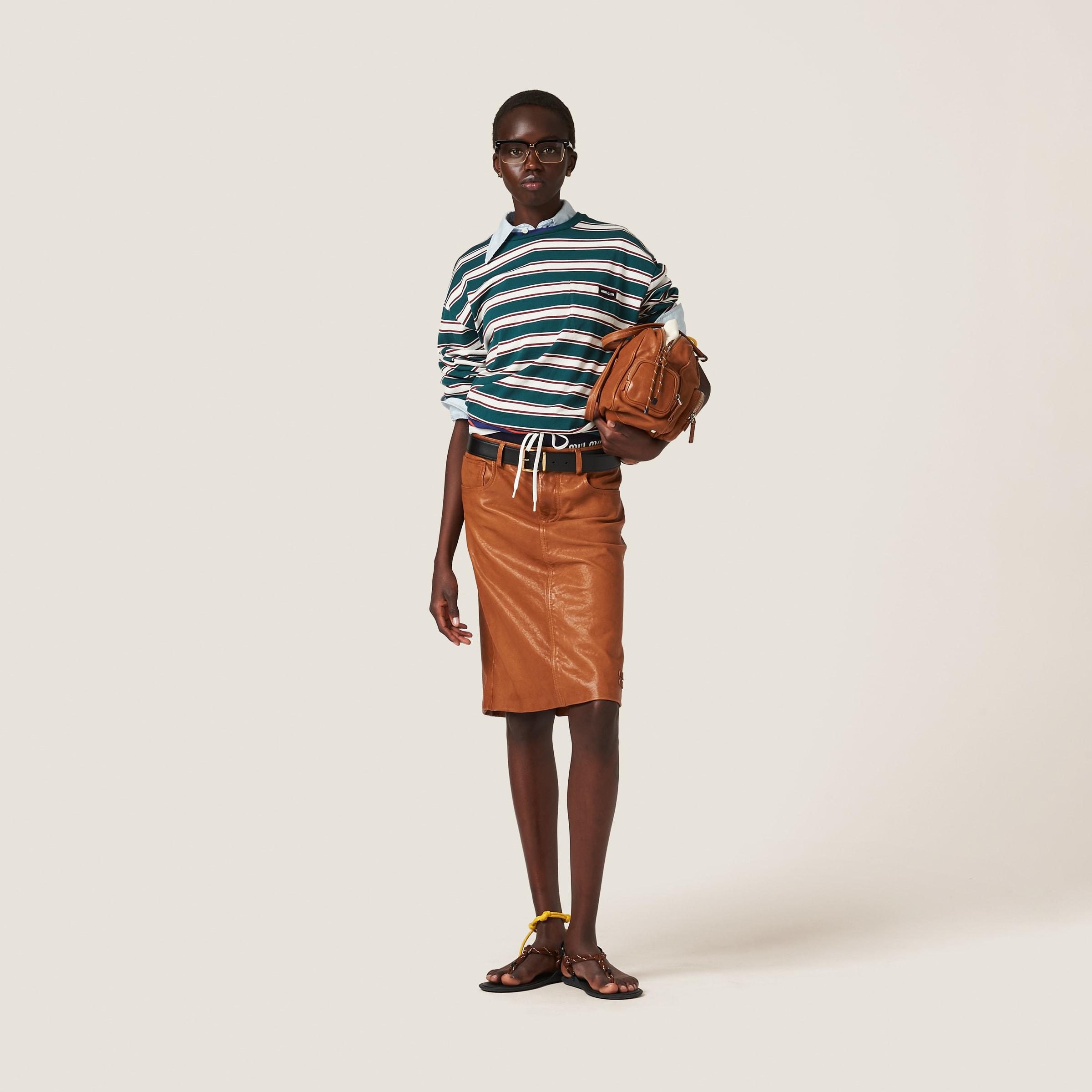 スカート MIU MIU Leather Skirt Sydney Sweeney Wears a Leather Miu Miu Mini Skirt | PS Fashion