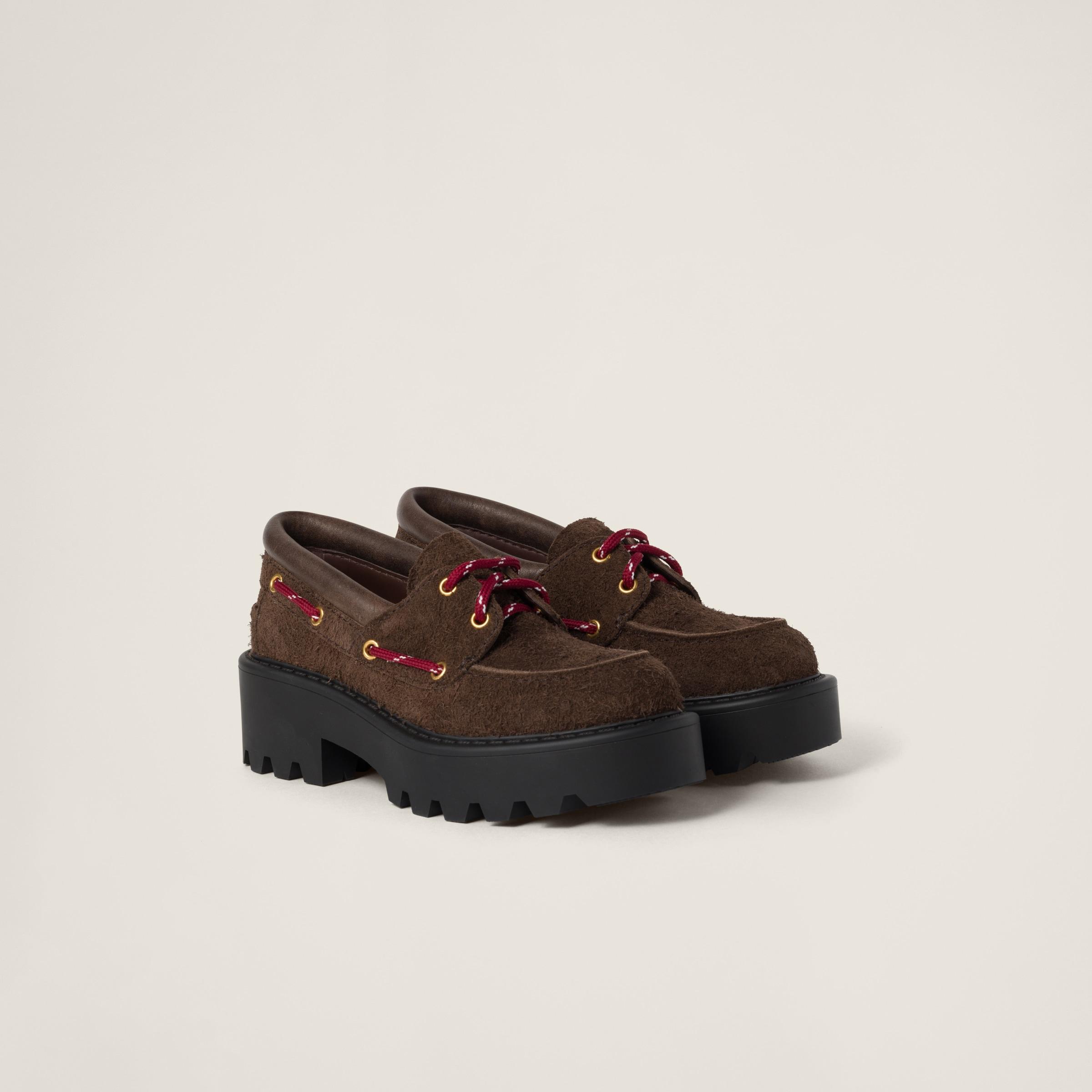 Miumiu 25 Loafer Brown Black Cowhide Suede 175774