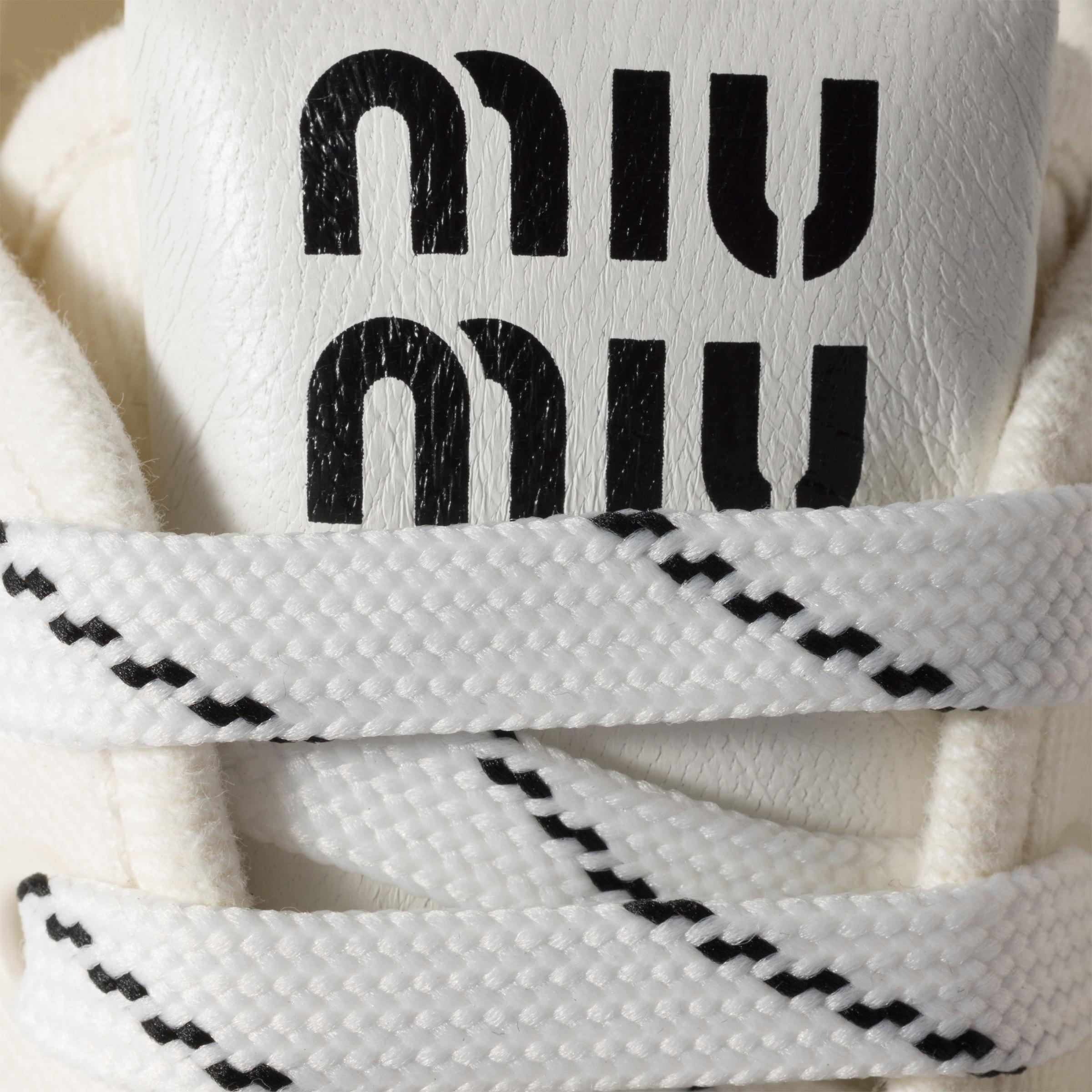 Miu Miu Denim Sneakers With Logo, Size 40 in White | Lyst