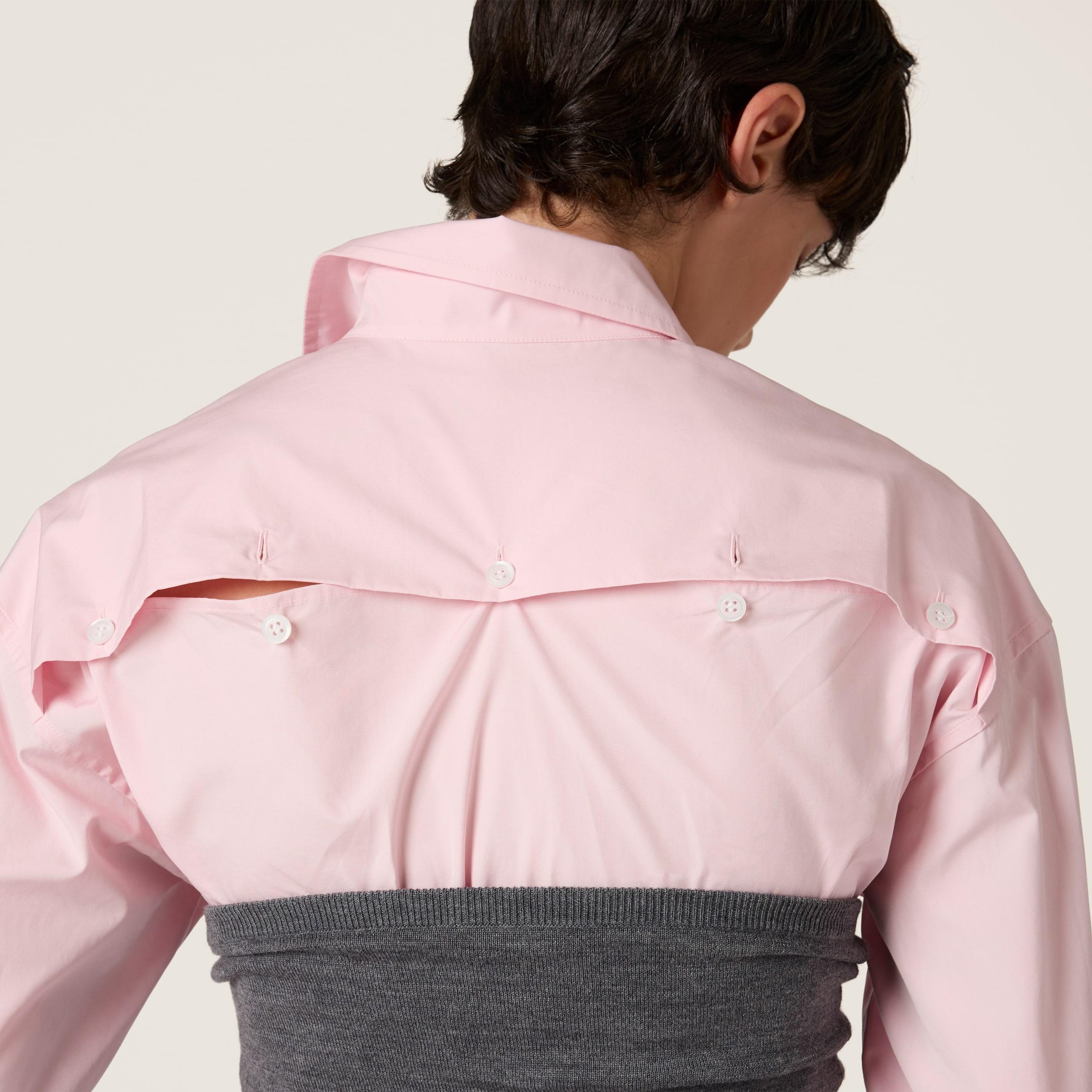 Tシャツ・カットソー MiuMiu FW25 Pink poplin shirt (MK1971SOOO10RG F0028) MiuMiu FW25 Pink poplin shirt (MK1971SOOO10RG F0028) (MiuMiu