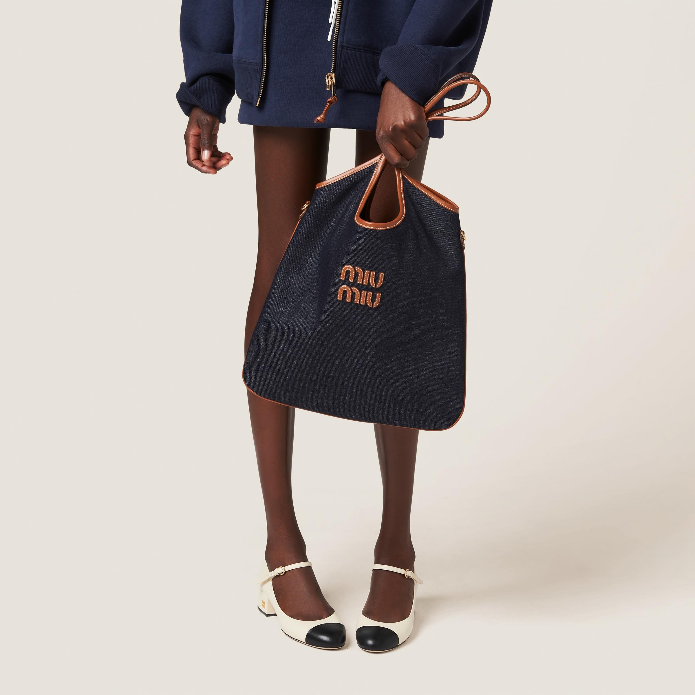 Miu Miu Ivy Denim Bag in Black | Lyst
