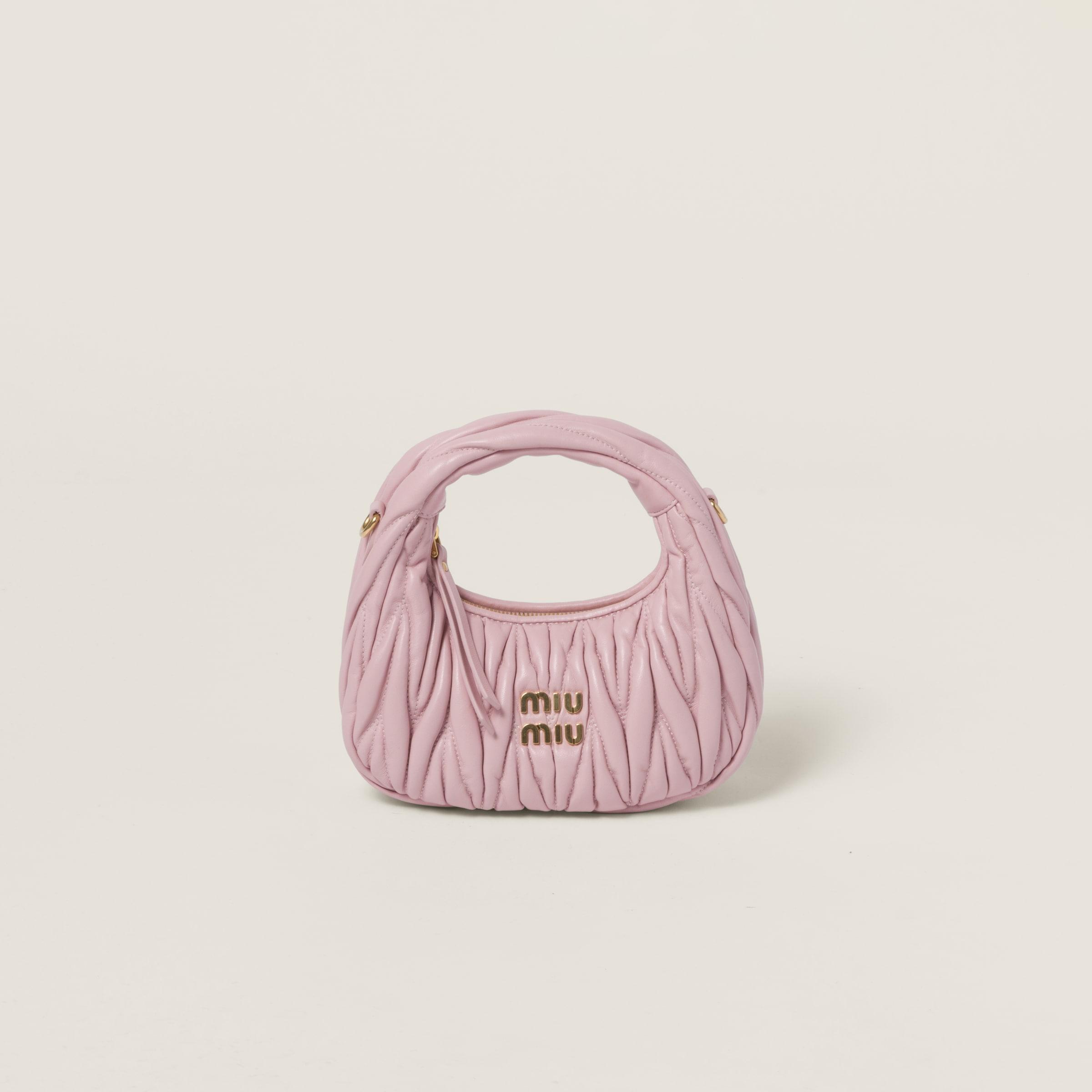 Miu Miu Wander Matelassé Nappa Leather Hobo Minibag in Pink Lyst