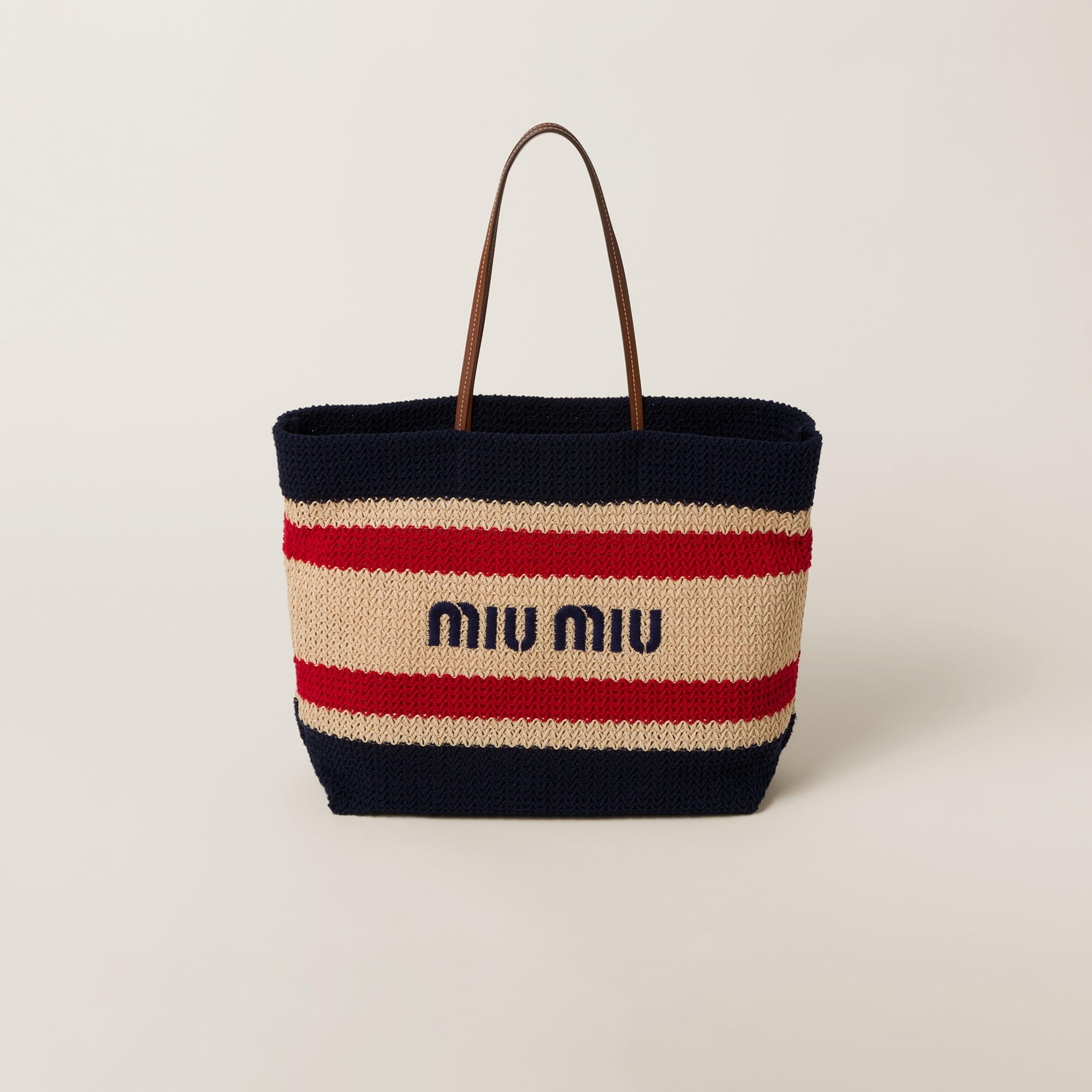 Miu Miu Woven Fabric Tote Bag in Black Lyst