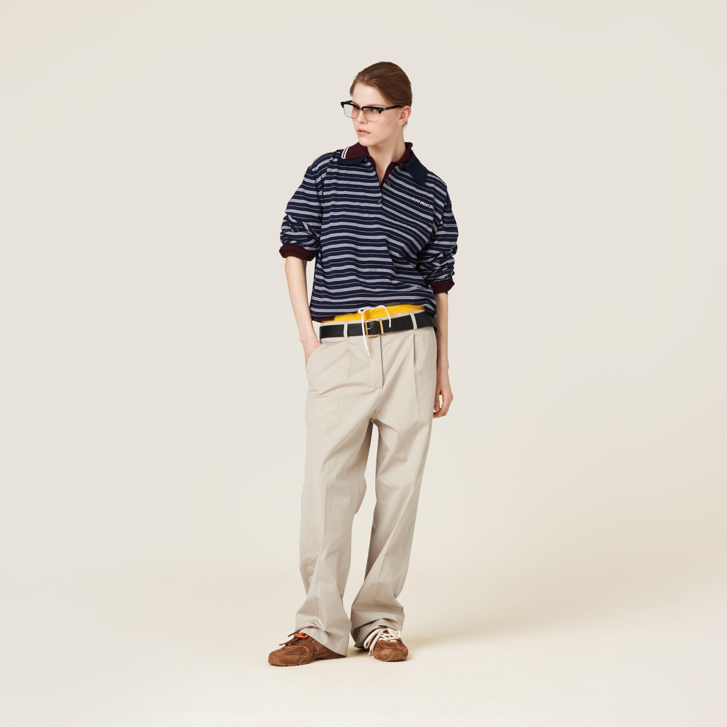 Miu Miu Cotton Jersey Polo Shirt in Blue | Lyst
