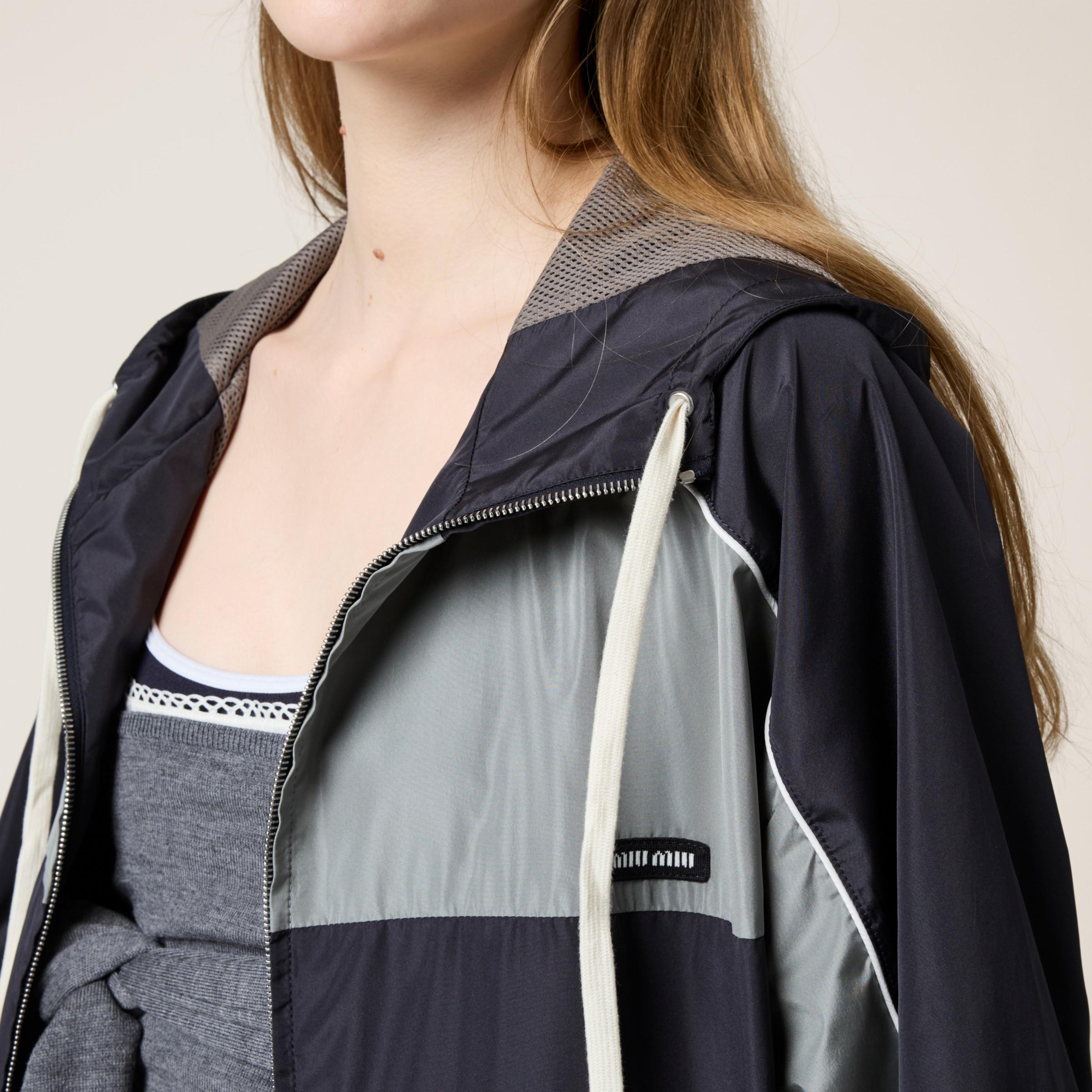 Miu Miu Technical Silk Zipper Blouson Jacket in Black | Lyst Miu Miu Technical Silk Zipper Blouson Jacket in Black | Lyst