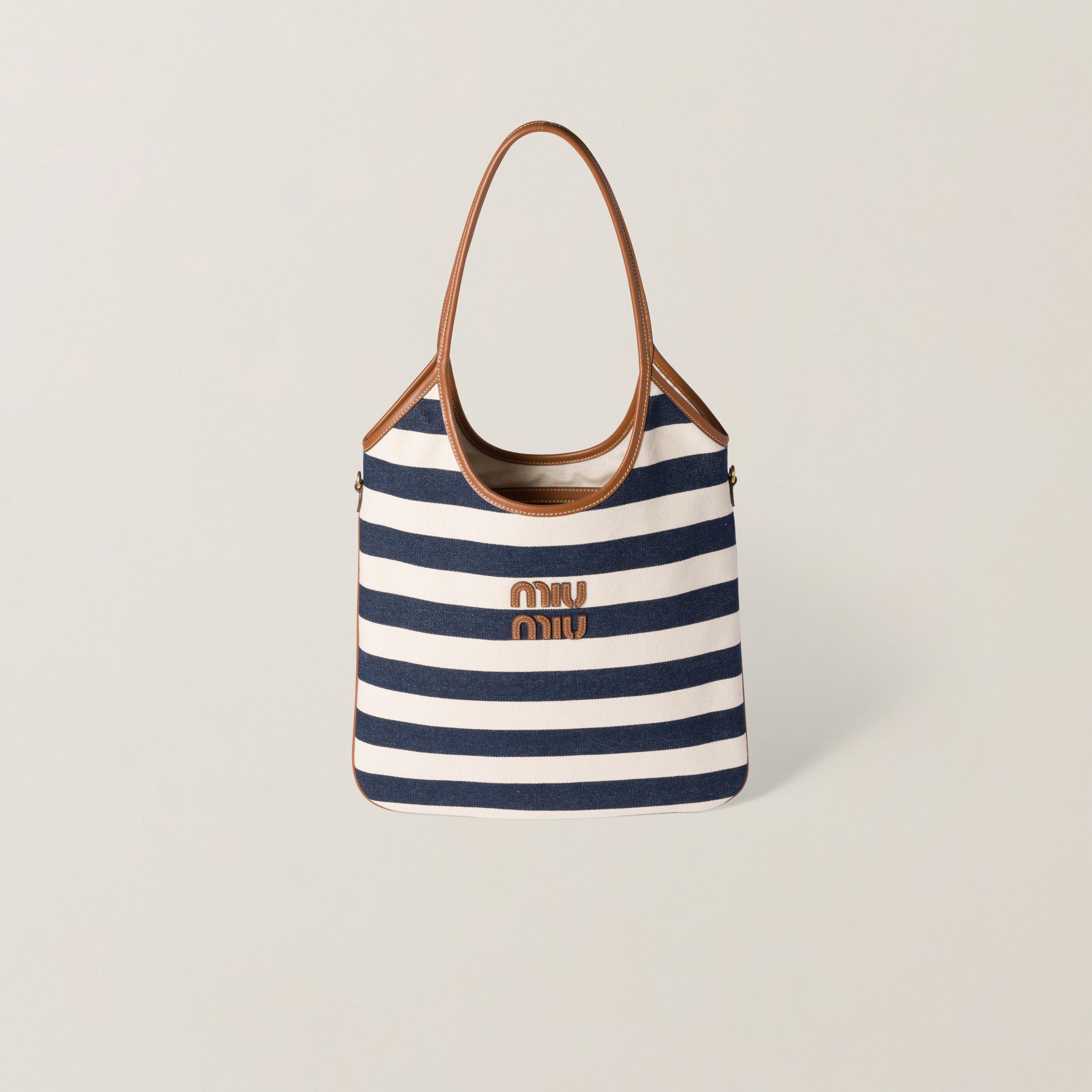 Miu Miu Ivy Canvas And Leather Bag in Blue | Lyst