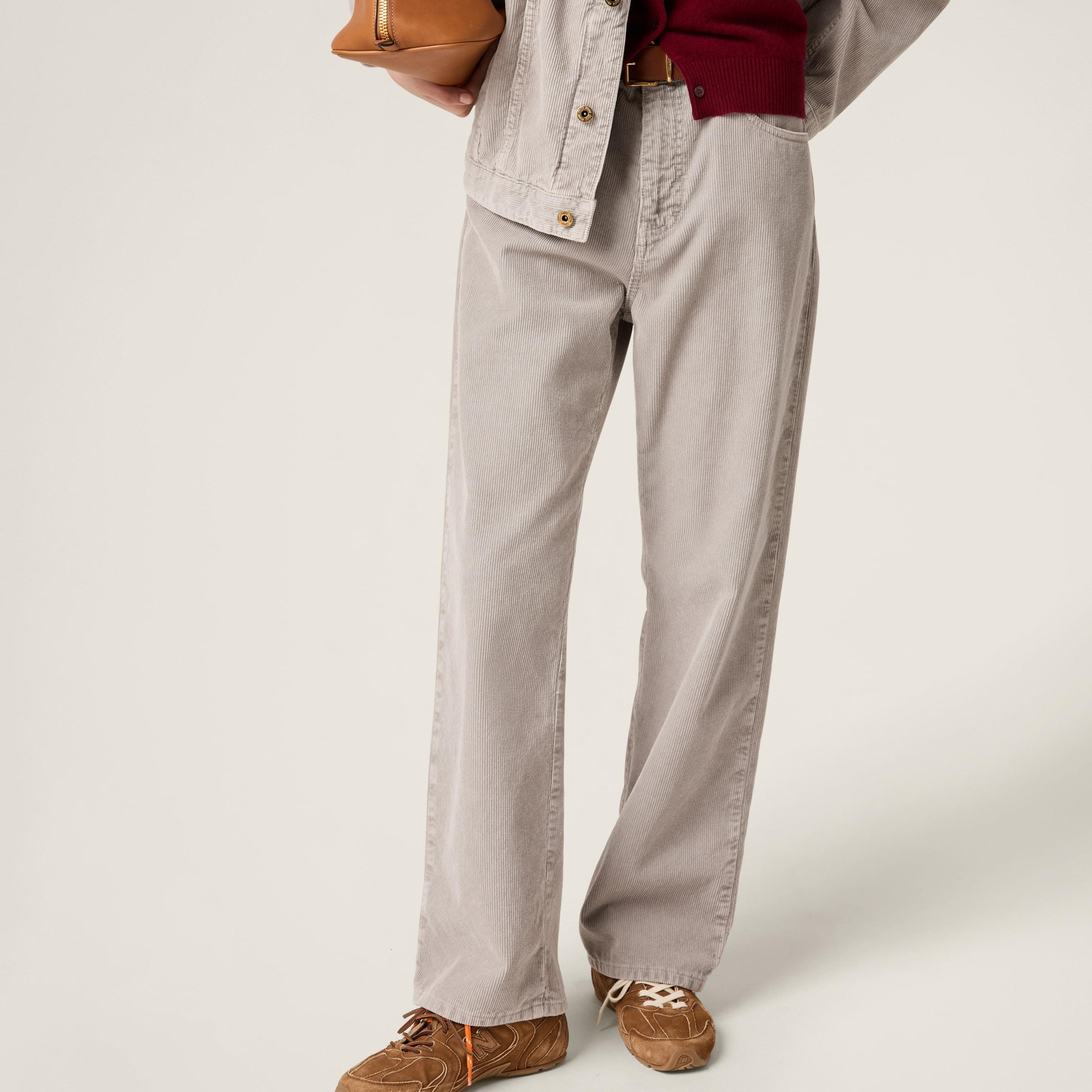 Miu Miu Garment-Dyed Corduroy Pants in Gray | Lyst