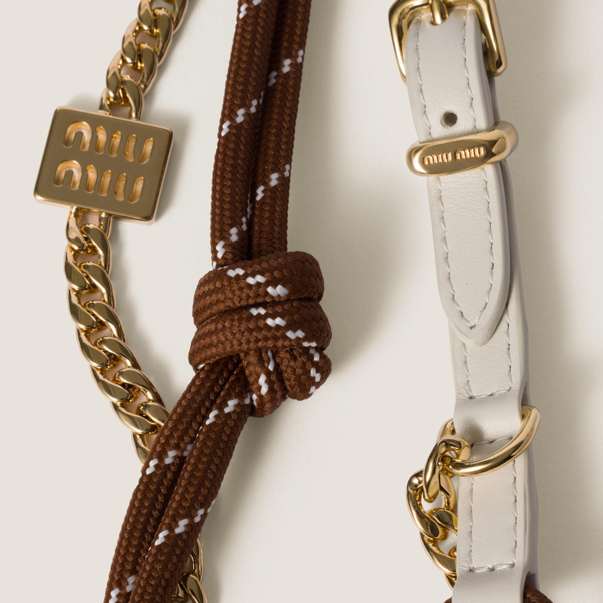 Miu Miu Leather, Cord, And Metal Trick in Natural | Lyst