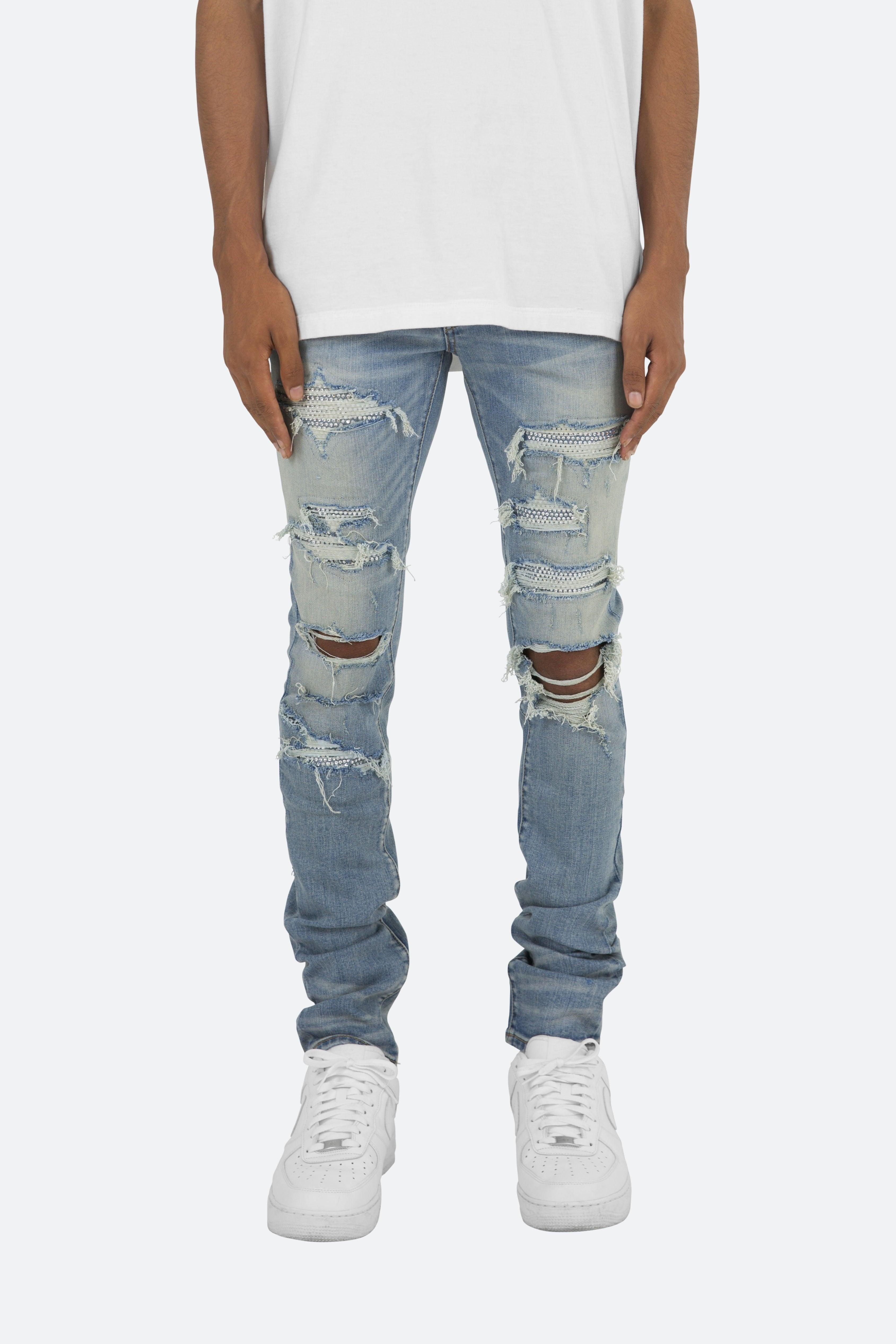 MNML X201 Rhinestone Skinny Denim in Blue for Men | Lyst