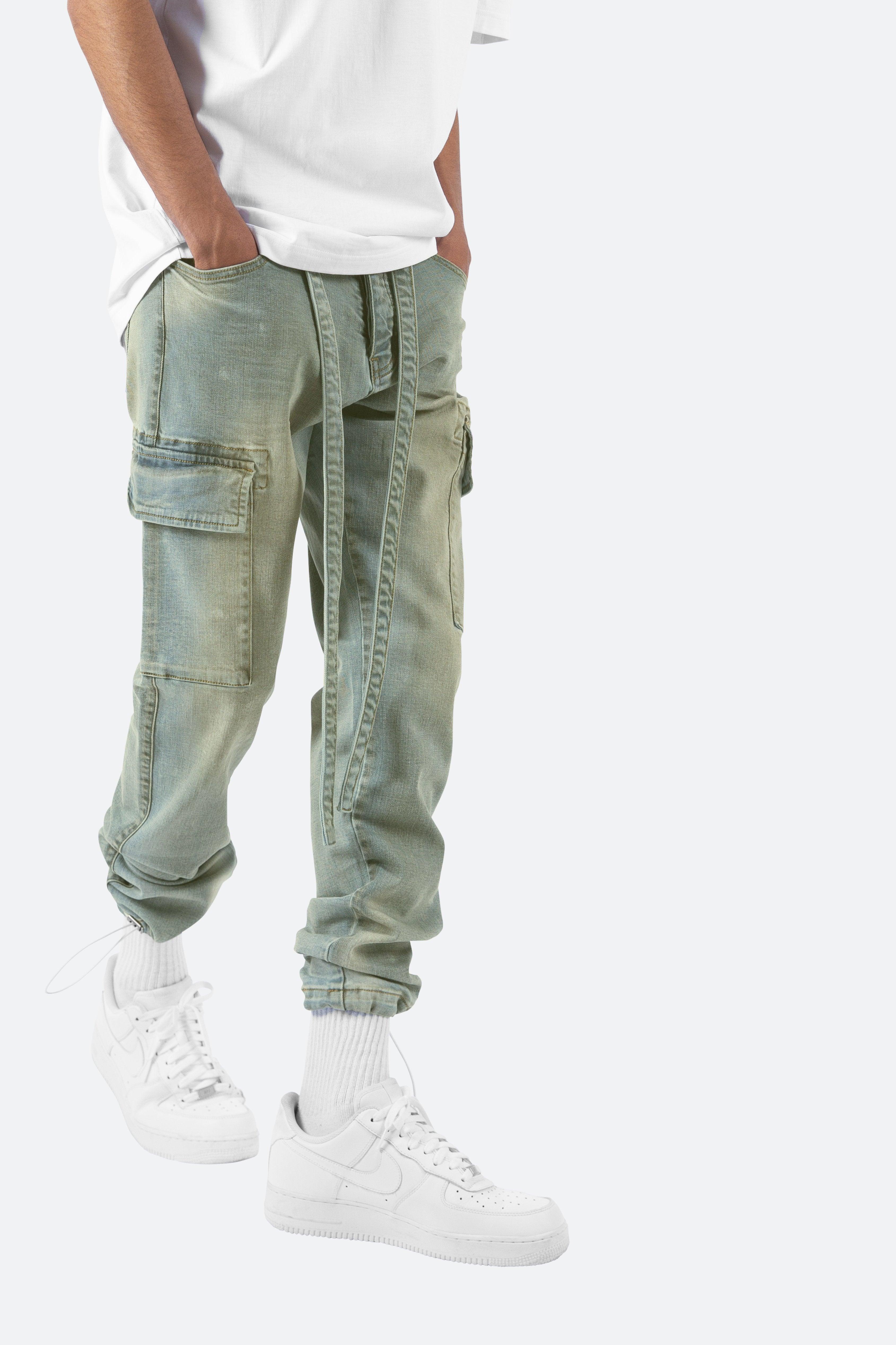 mnml waxed denim cargo pants