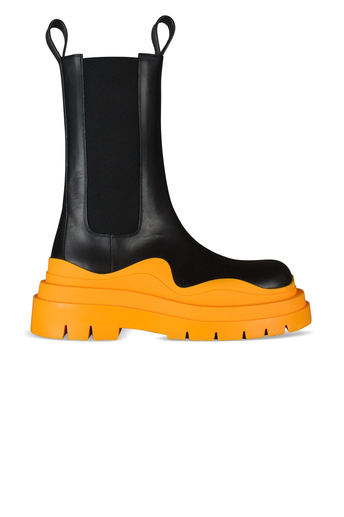 Bottega Veneta Leather Tire Boots in Orange | Lyst
