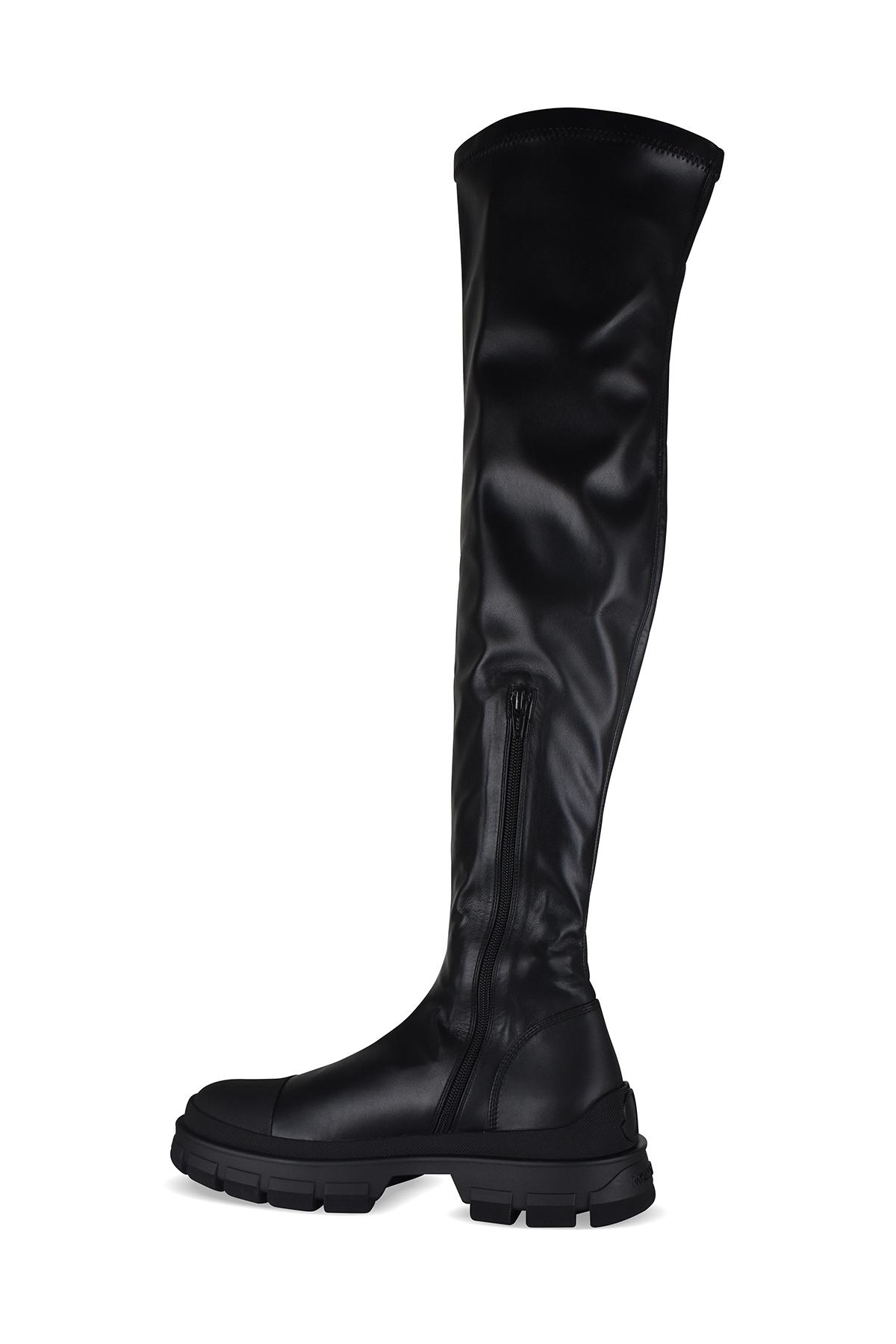 ロングブーツ MONCLER 'hevea' black matte leather ankle boots Moncler Hevea Boots in Black | Lyst