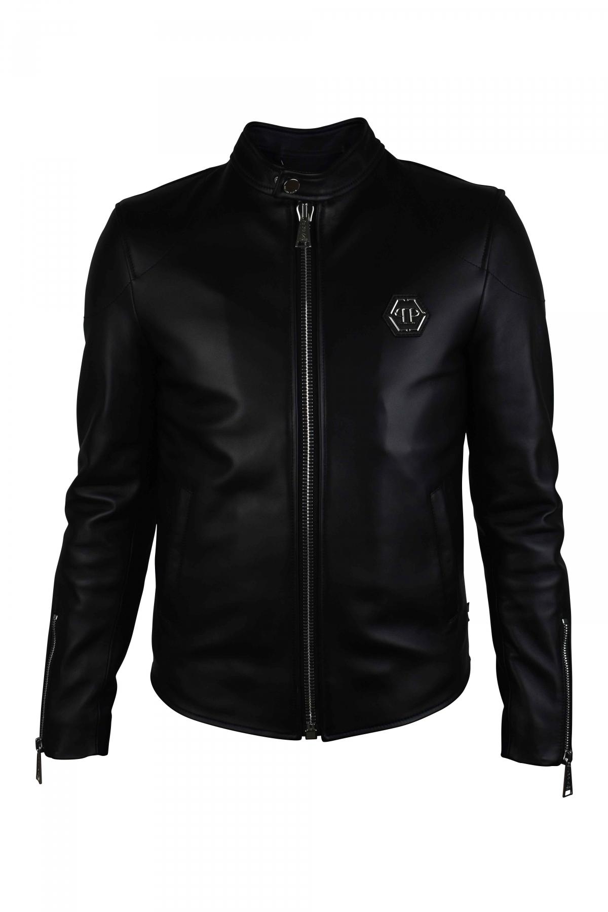 Philipp Plein Jacke Lederjacke Herren Totenkopf 100% Originale