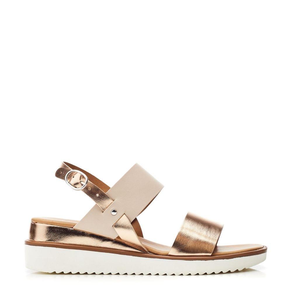 moda in pelle rose gold sandals