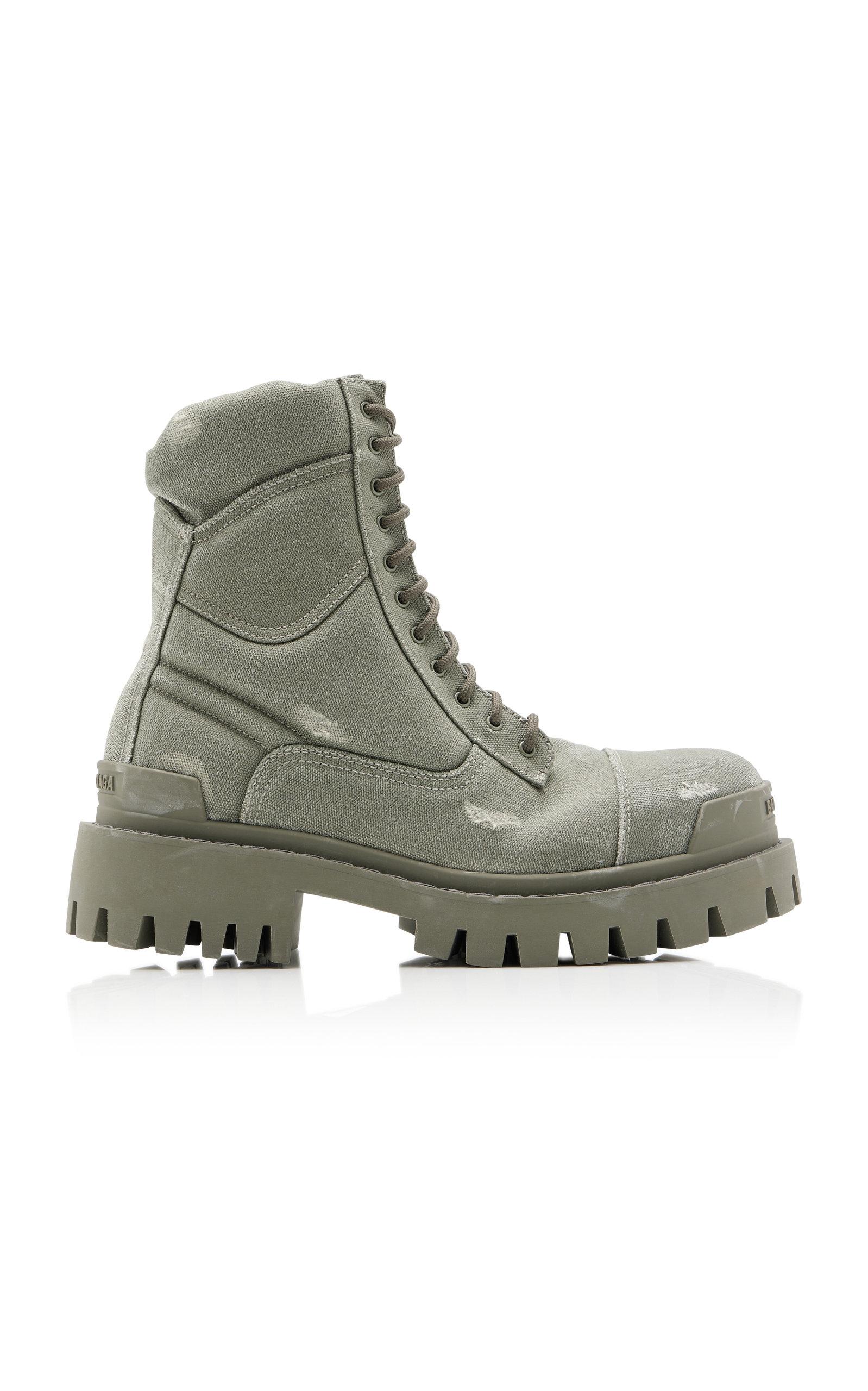 Balenciaga Strike Canvas Combat Boots in Green | Lyst