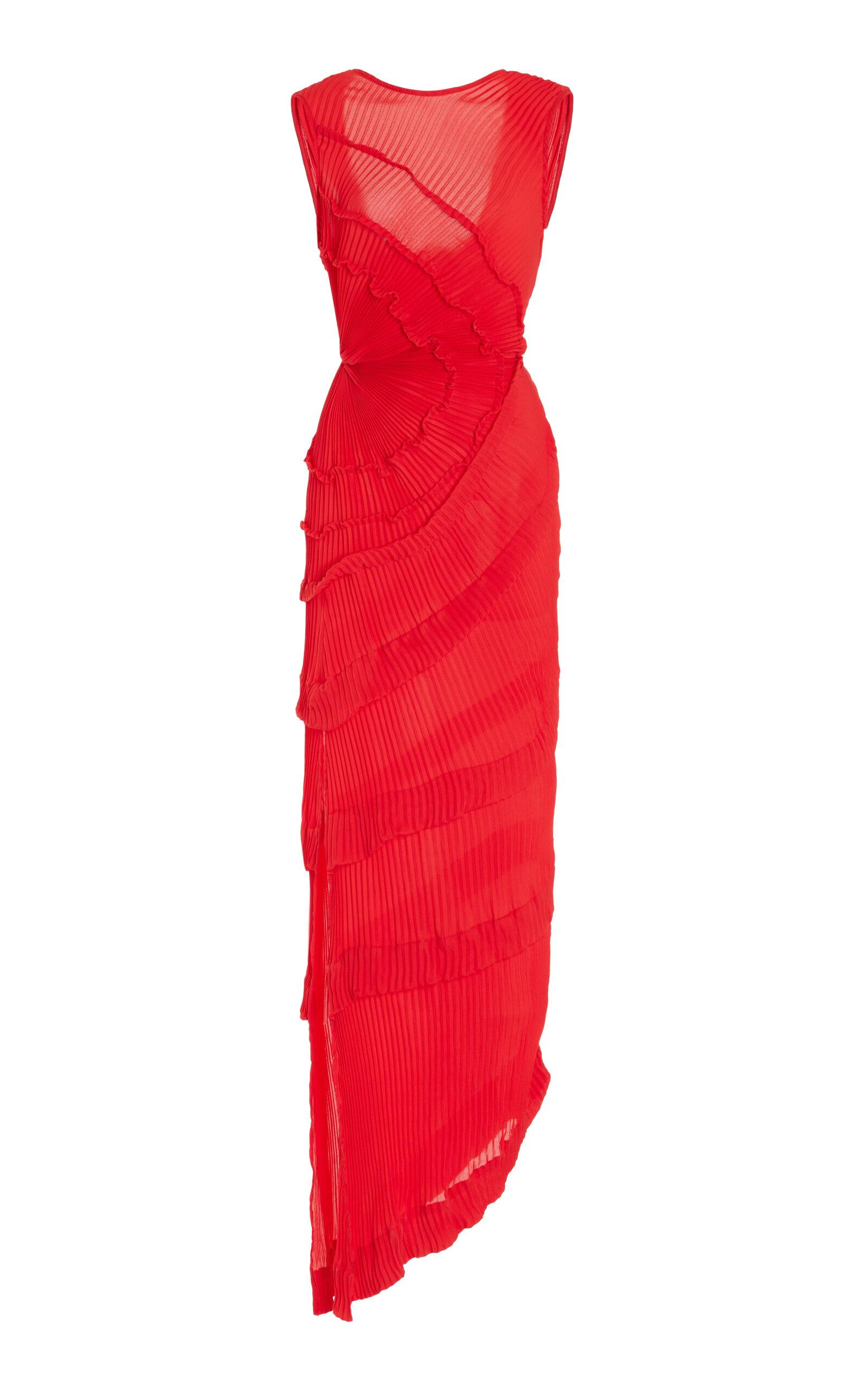 Riu ♡ Frill bolero pleats dress Georgia Hardinge Opal Ruffled Plissé-chiffon Maxi Dress in