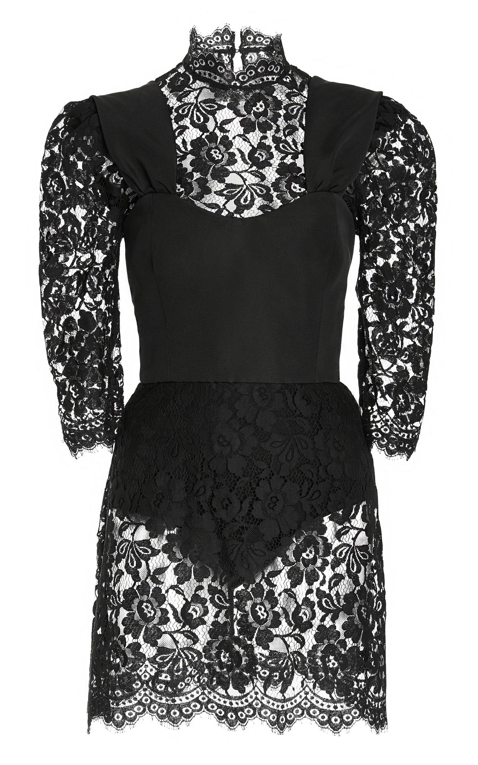 Brandon Maxwell Bustier-detailed Lace Mini Dress in Black | Lyst
