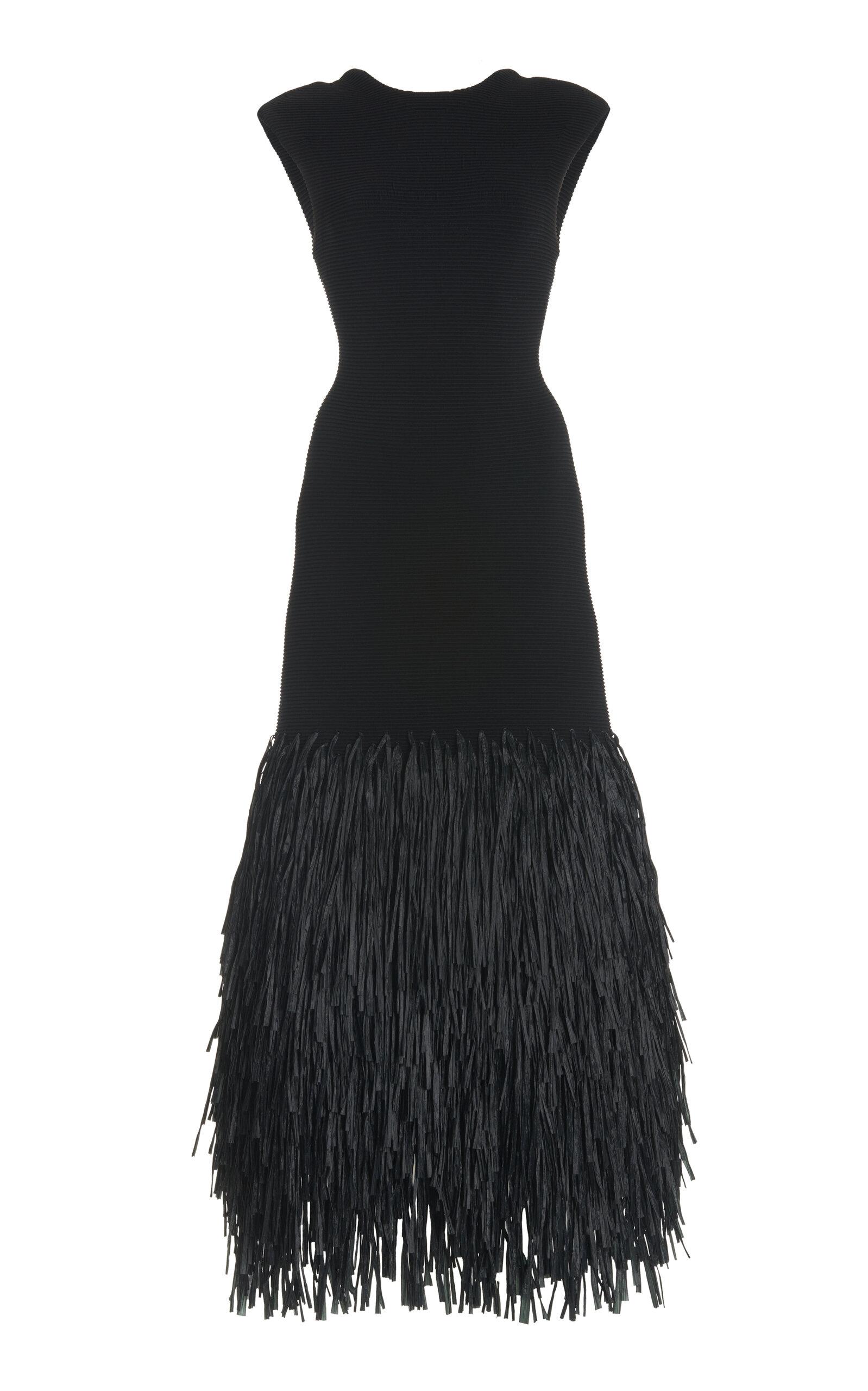aje black fringe dress Aje Breeze Knit Midi Dress main image 1