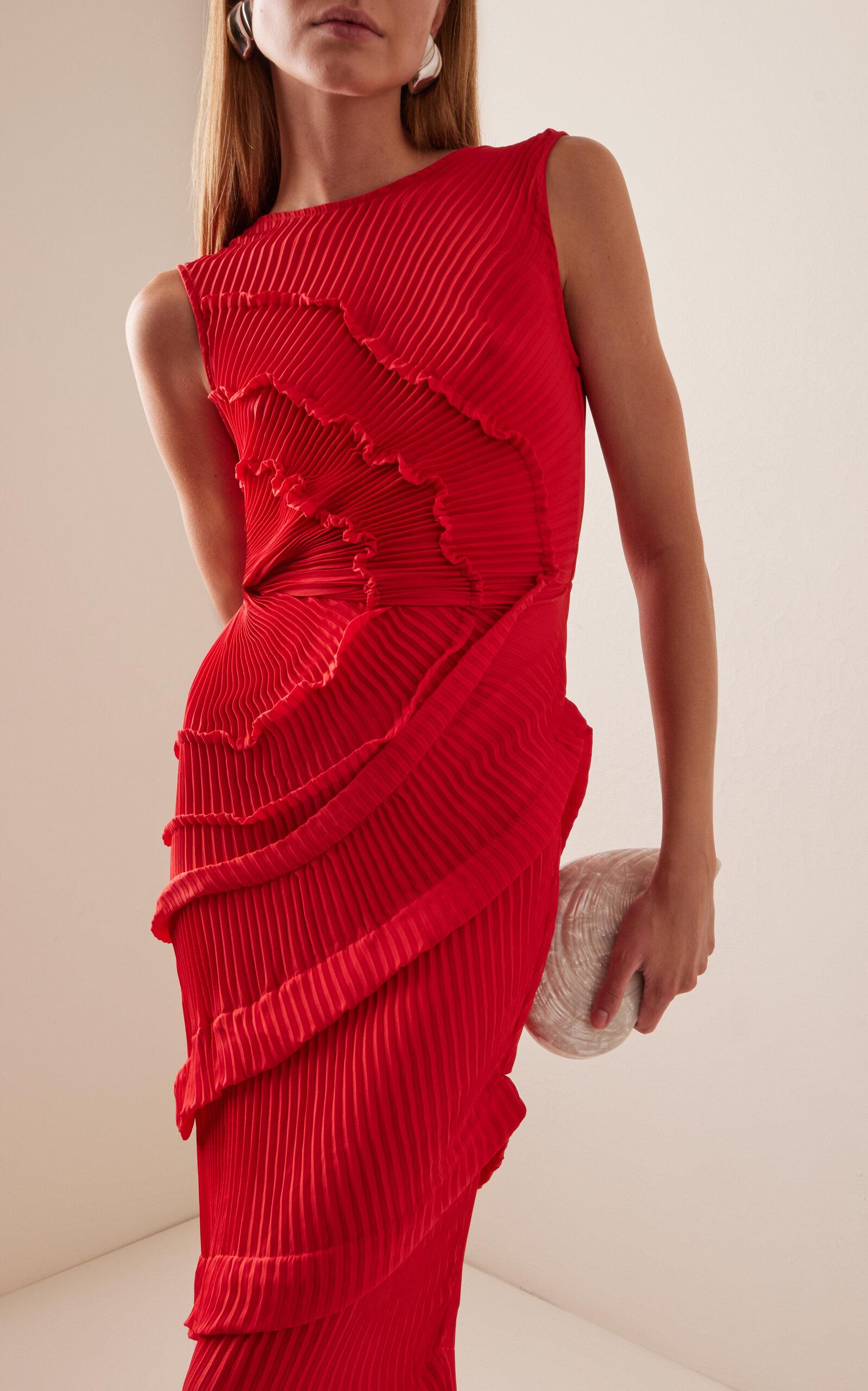 Riu ♡ Frill bolero pleats dress Georgia Hardinge Opal Ruffled Plissé-chiffon Maxi Dress in