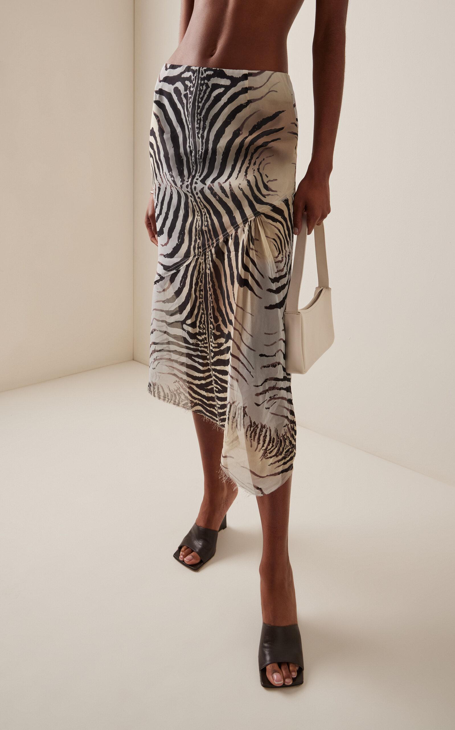 Paris Georgia Basics Mae Zebra-Print Silk-Georgette Midi Skirt in