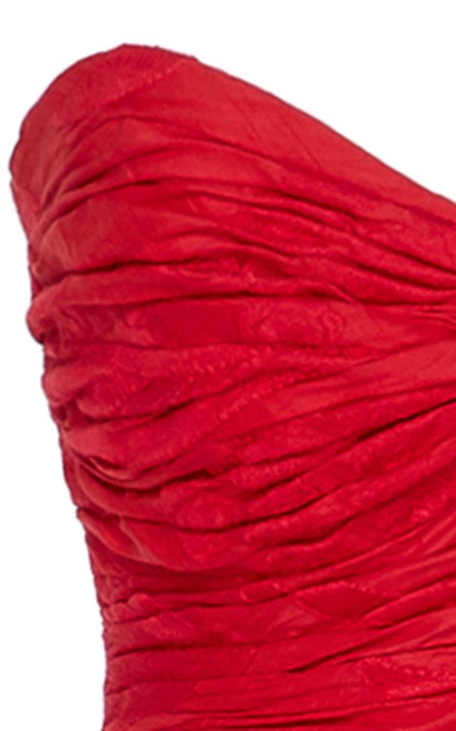 Alexis Allora Ruffled Linen And Silk Blend Gown in Red | Lyst