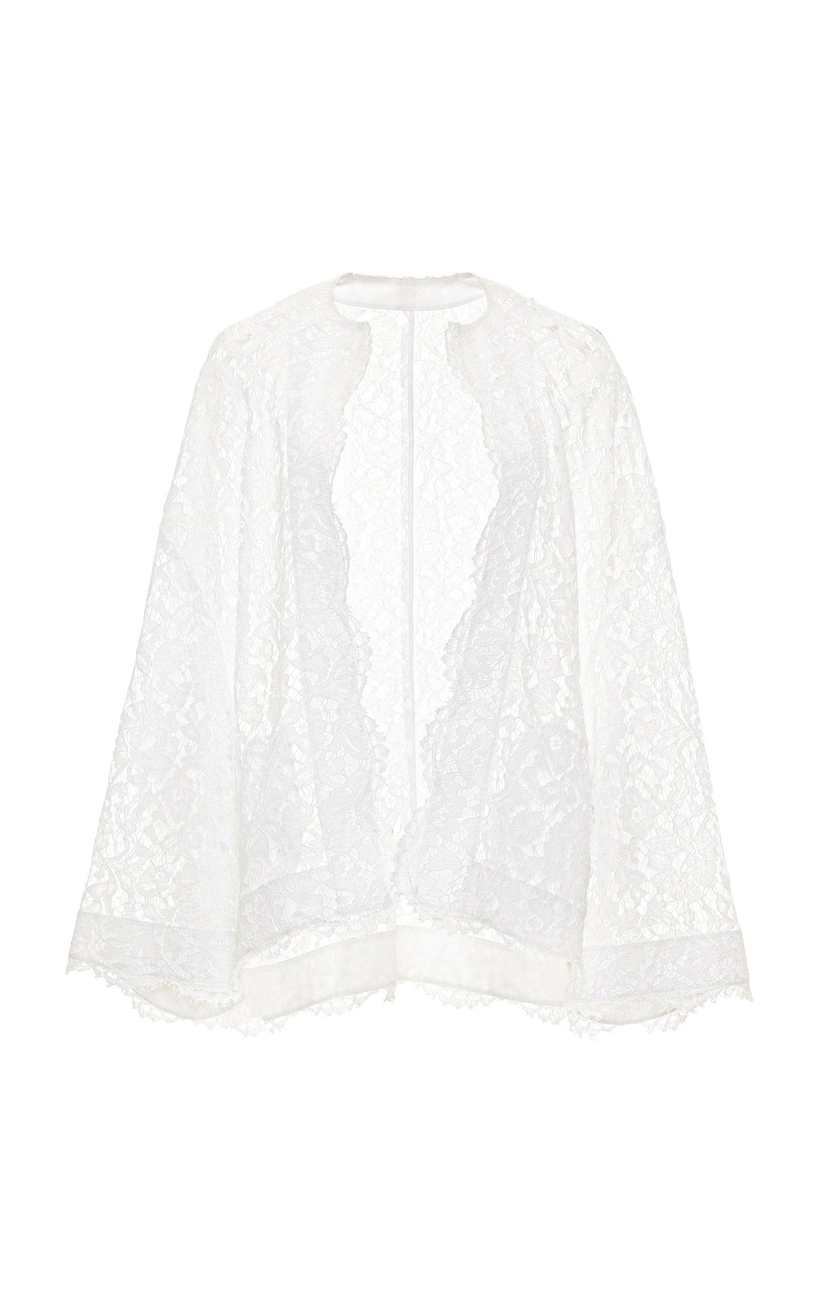 Valentino Open Front Lace Jacket in White - Lyst