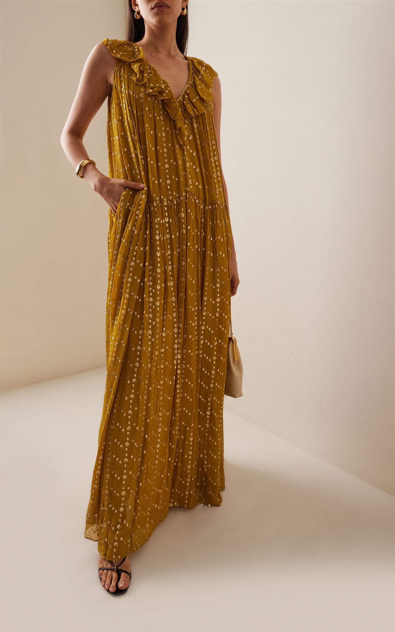 Ulla Johnson Audelia Oversized Silk Gown in Yellow | Lyst