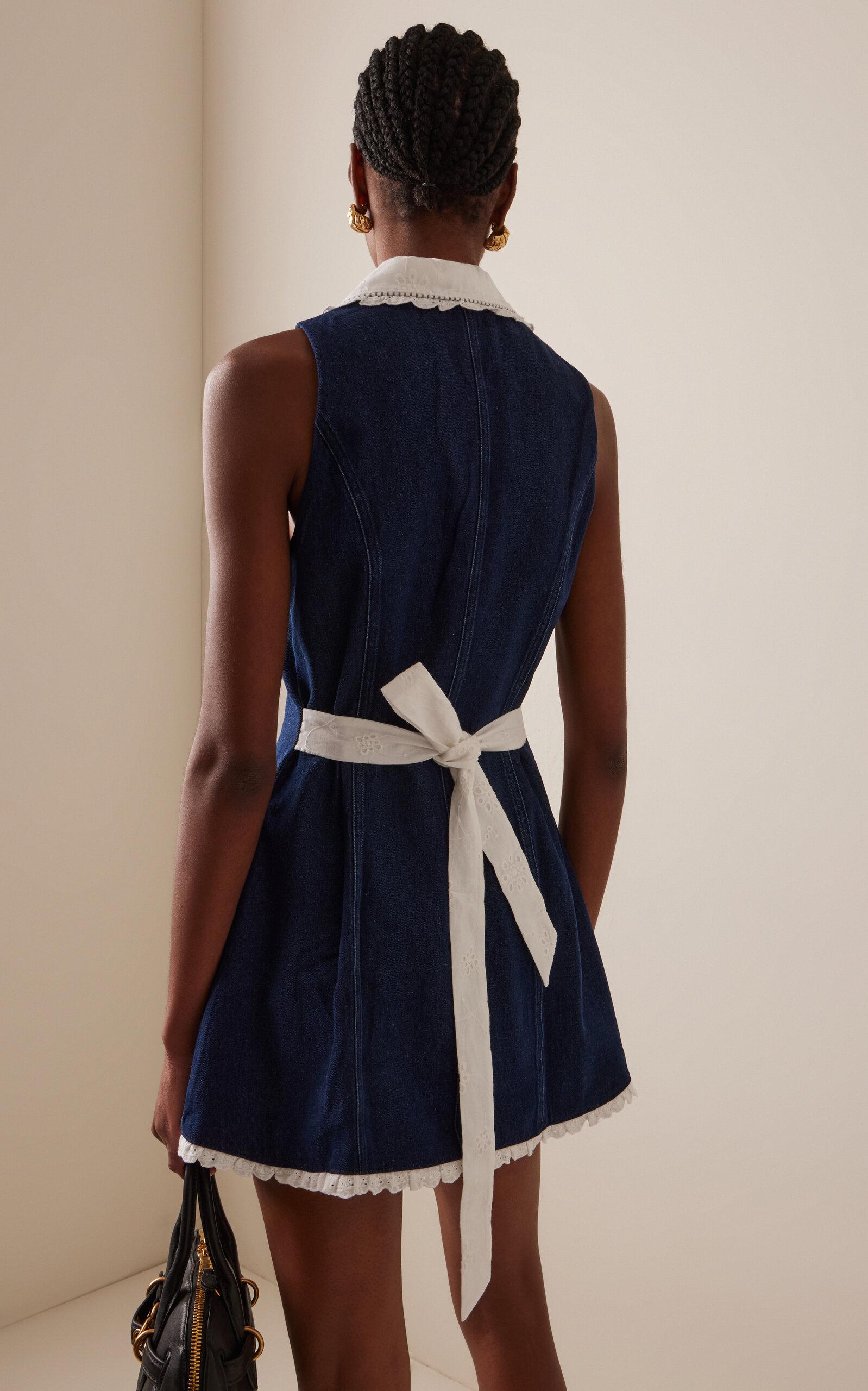 Fait Par Foutch Exclusive Adrienna Denim Mini Tuxedo Dress in Blue | Lyst