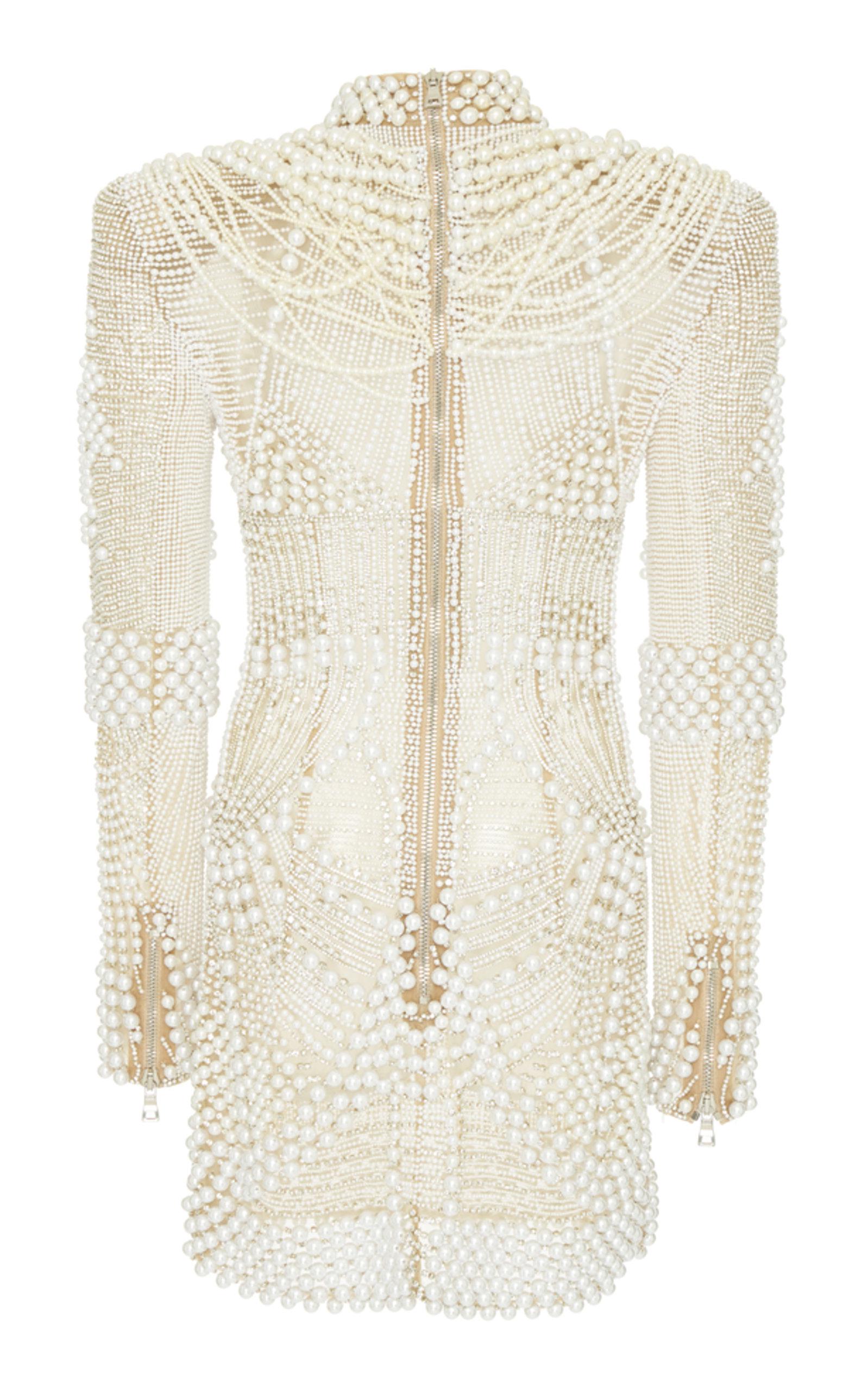 Balmain High Neck Pearl Dress | Lyst