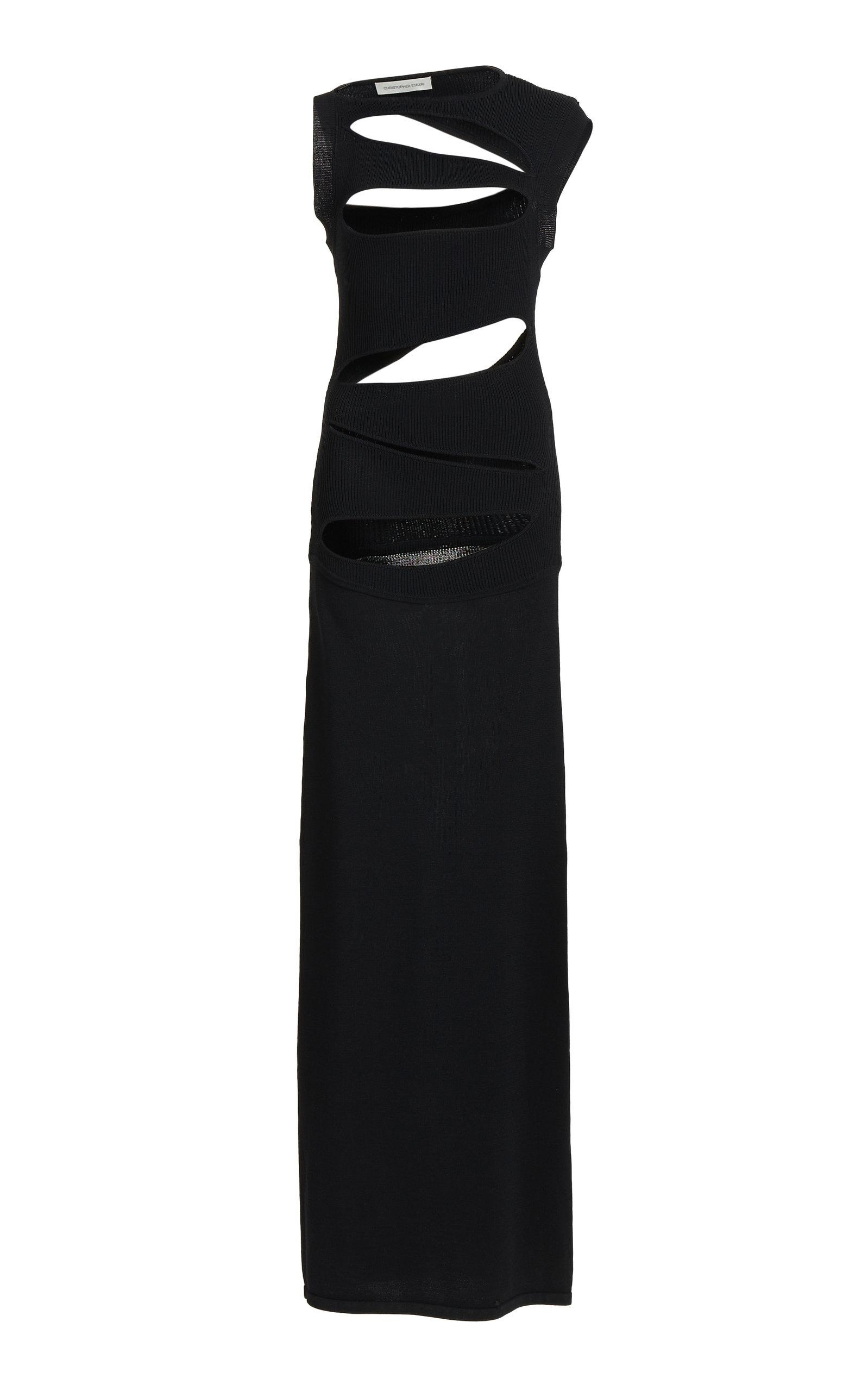 Christopher Esber Slashed Cotton-blend Knit Maxi Dress in Black | Lyst