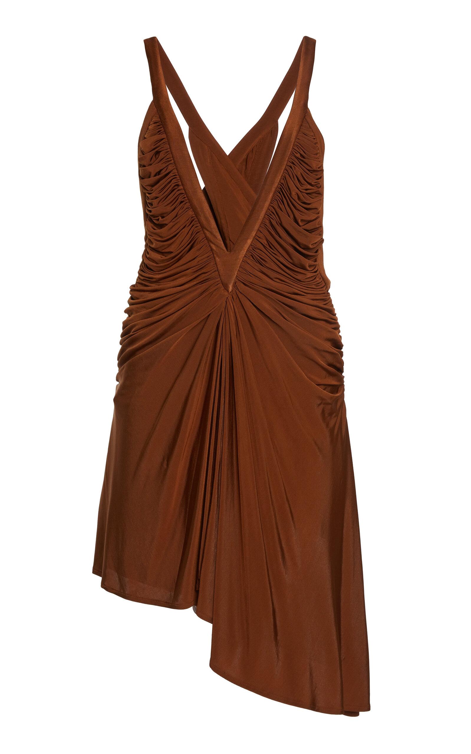 Christopher Esber Suspended Jersey Fluted Mini Slinky Dress in Brown | Lyst  UK