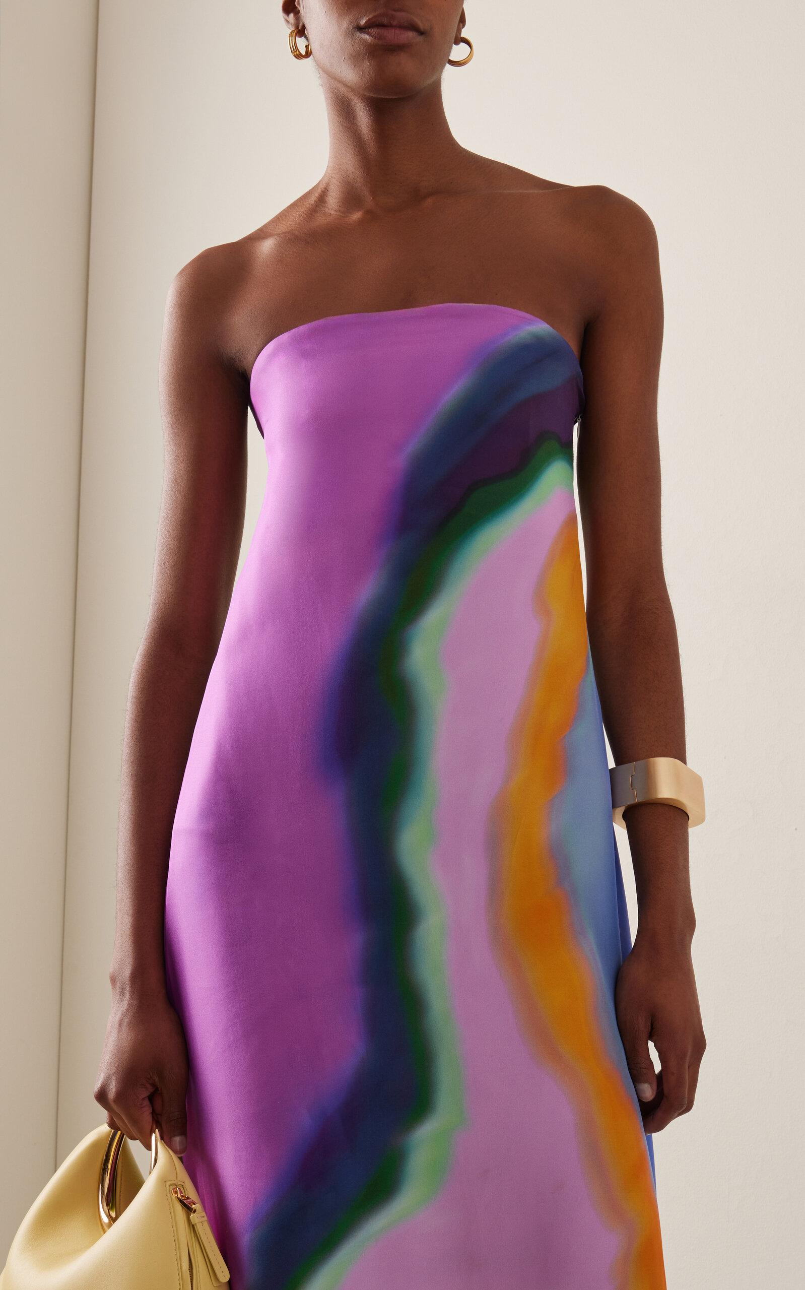 christopher esber aura strapless silk maxi dress Christopher Esber Aura Strapless Silk Maxi Dress in Blue