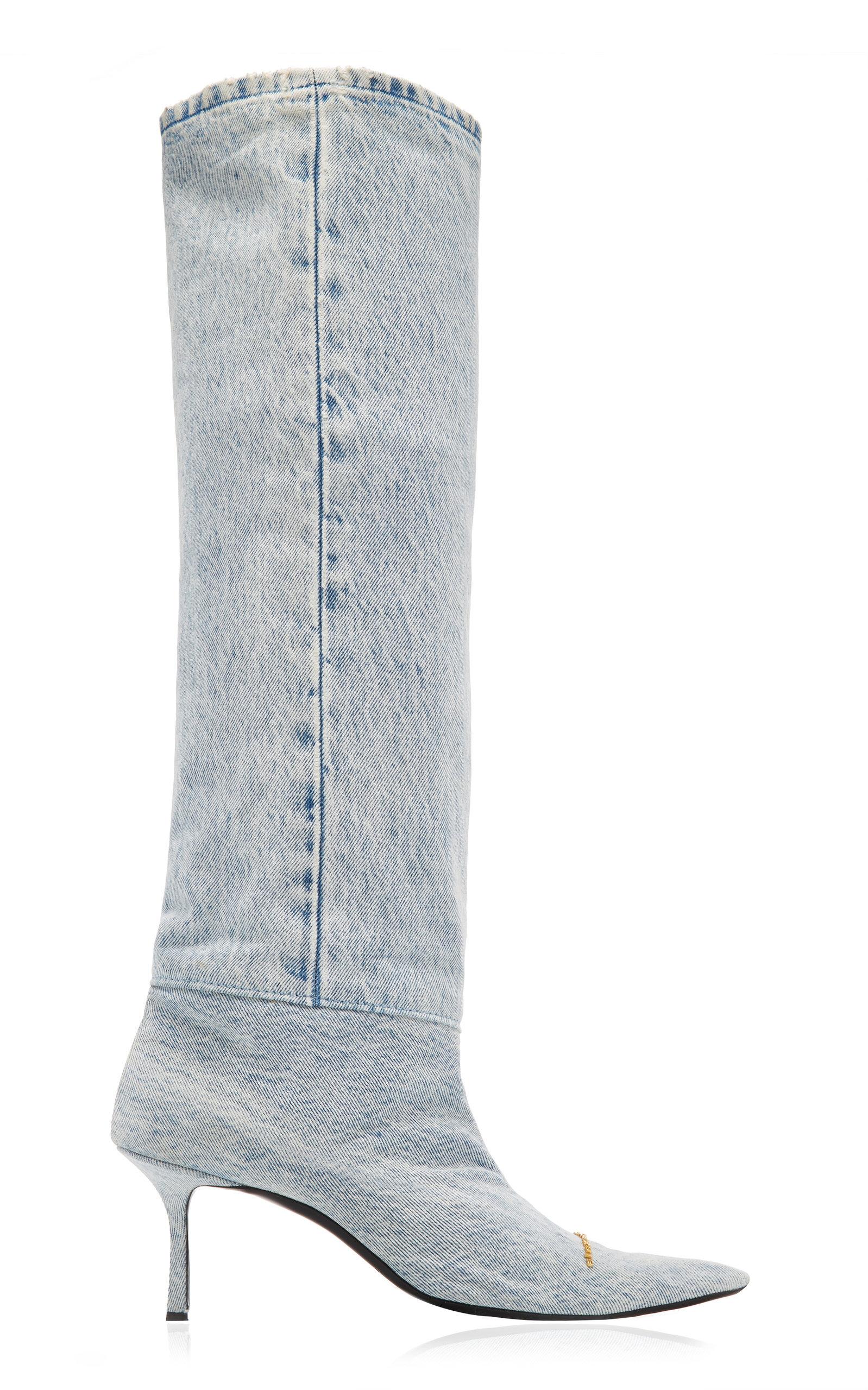 Alexander Wang Viola Slouchy Denim Knee Boots in Blue | Lyst