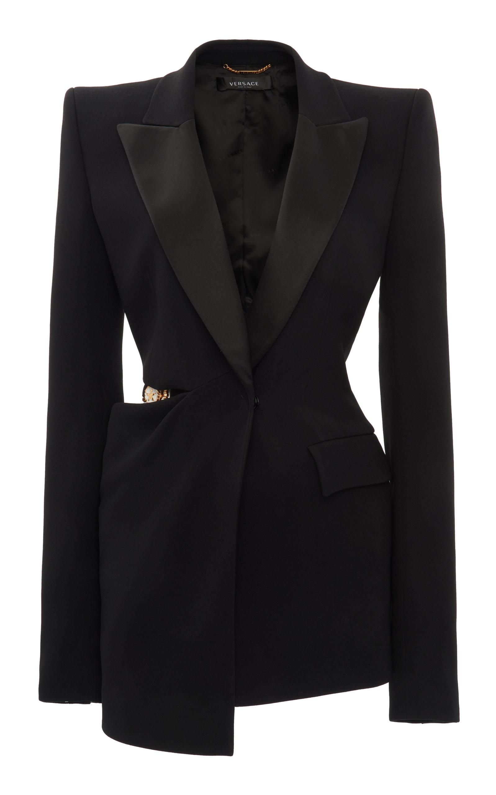 Versace Cutout Crepe Blazer in Black | Lyst