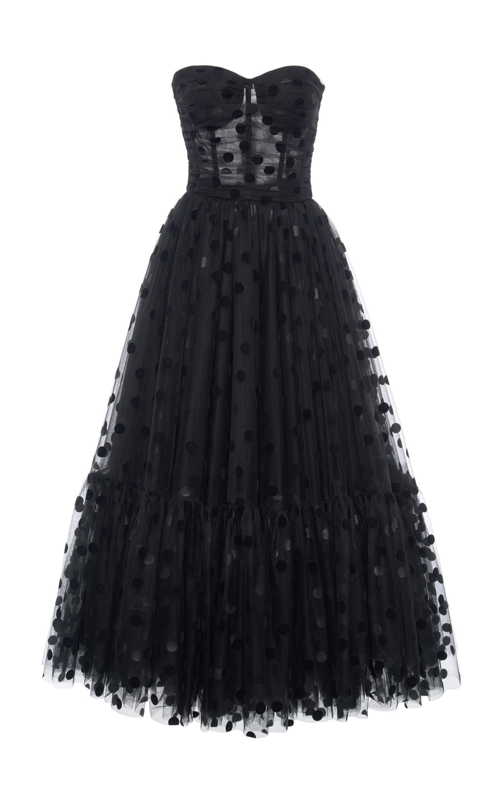 Dolce & Gabbana Polka-dot-flocked Tulle Gown in Black | Lyst