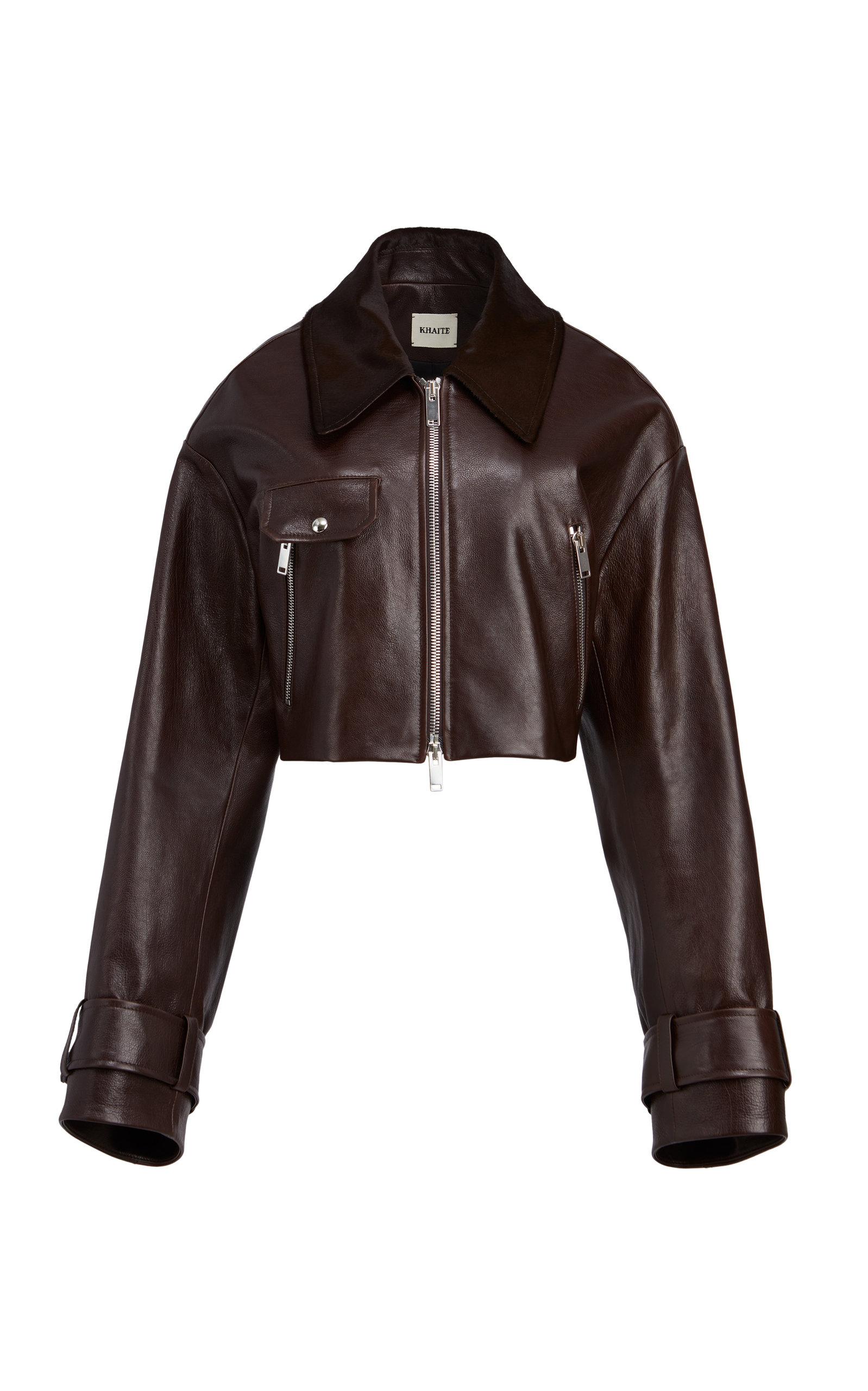 Khaite Flinn Distressed Leather Jacket in Brown | Lyst