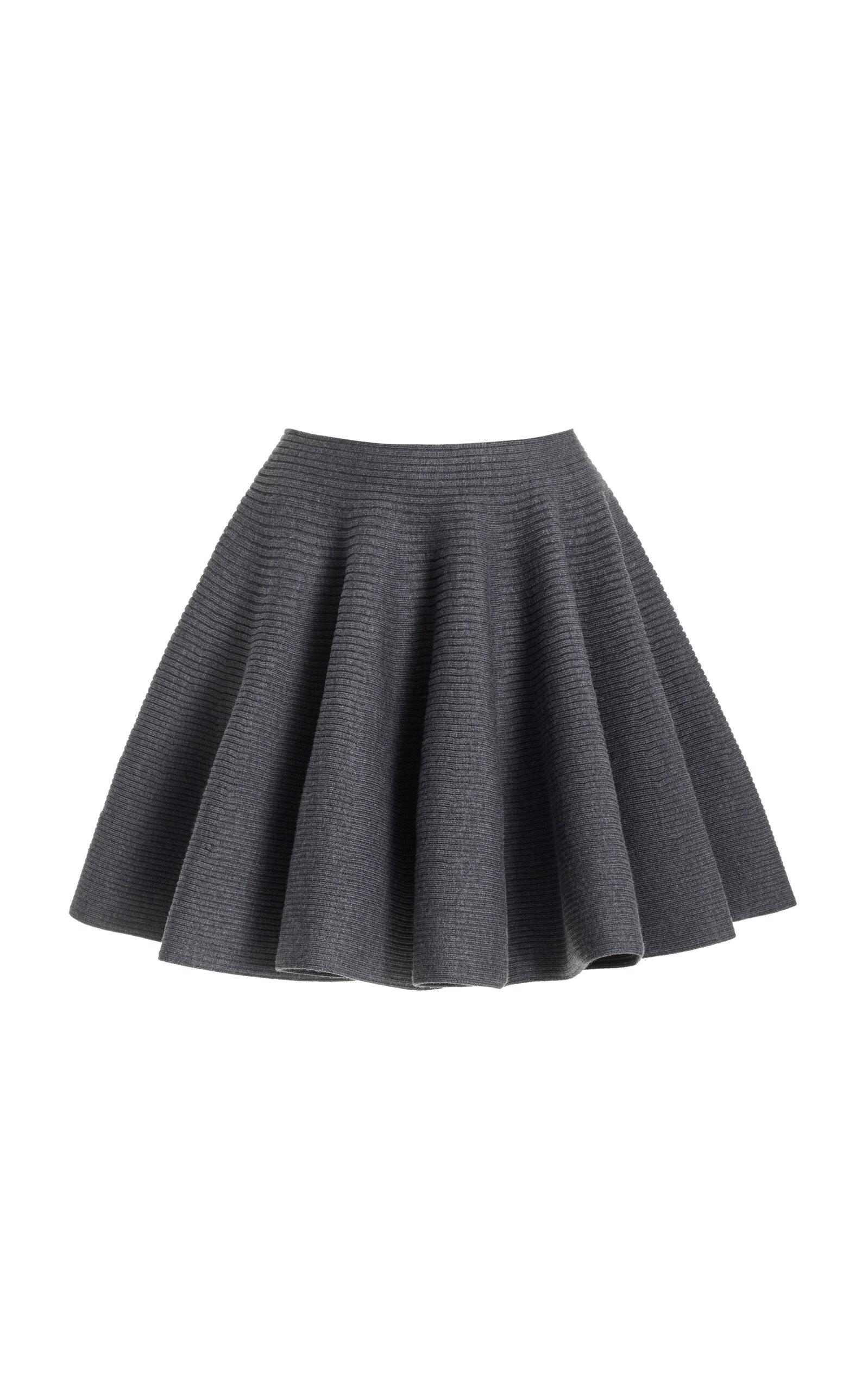 Alaïa Ribbed-knit Wool-blend Mini Skirt in Black | Lyst