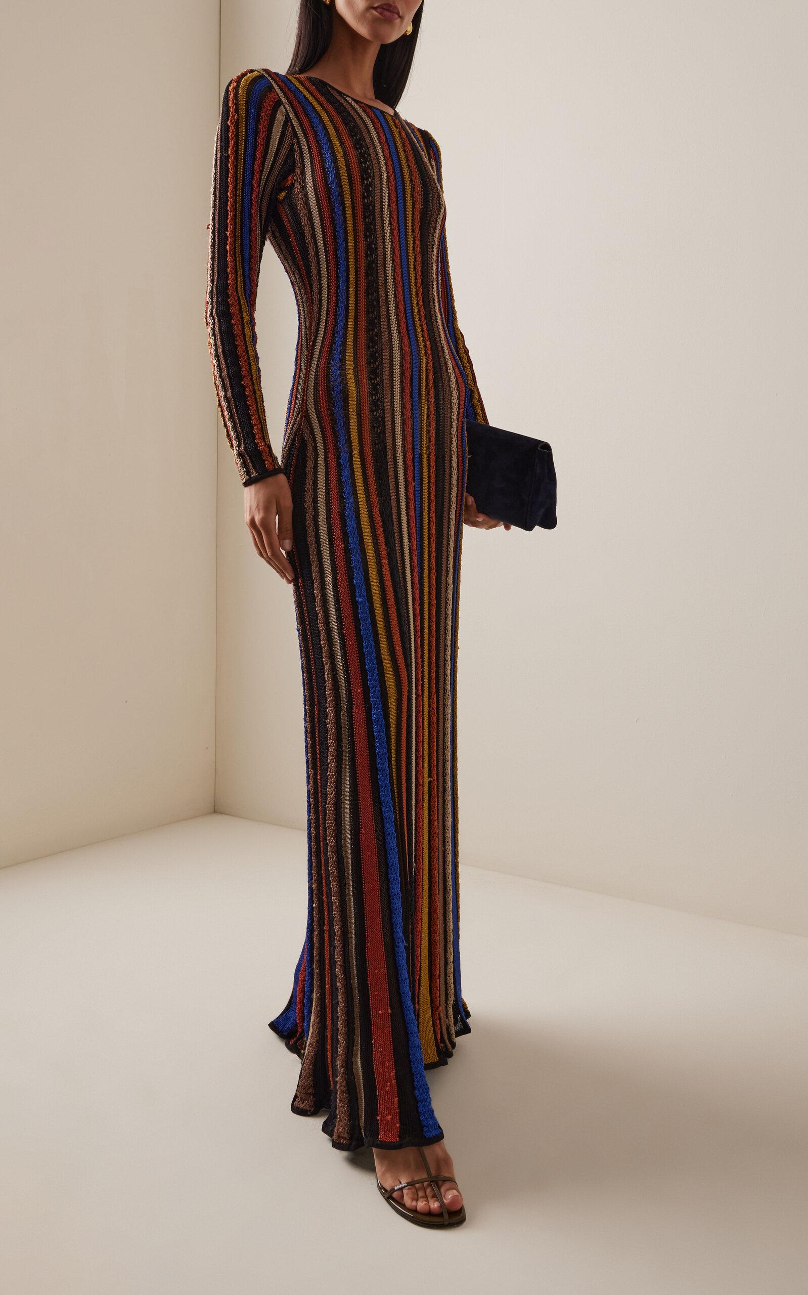 Ulla Johnson Albie Striped Knit Maxi Dress in Brown | Lyst Australia