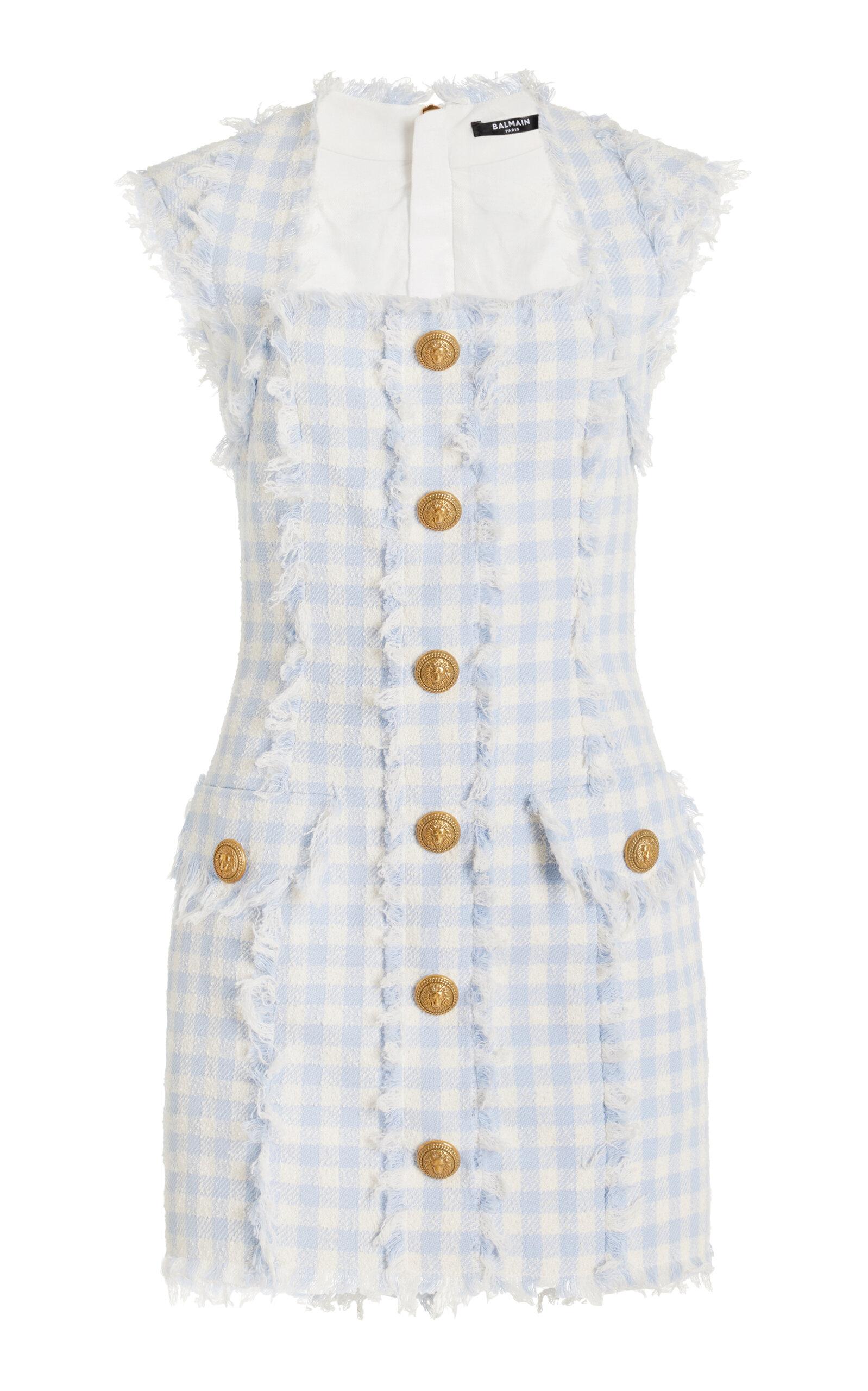 Balmain blue tweed clearance dress