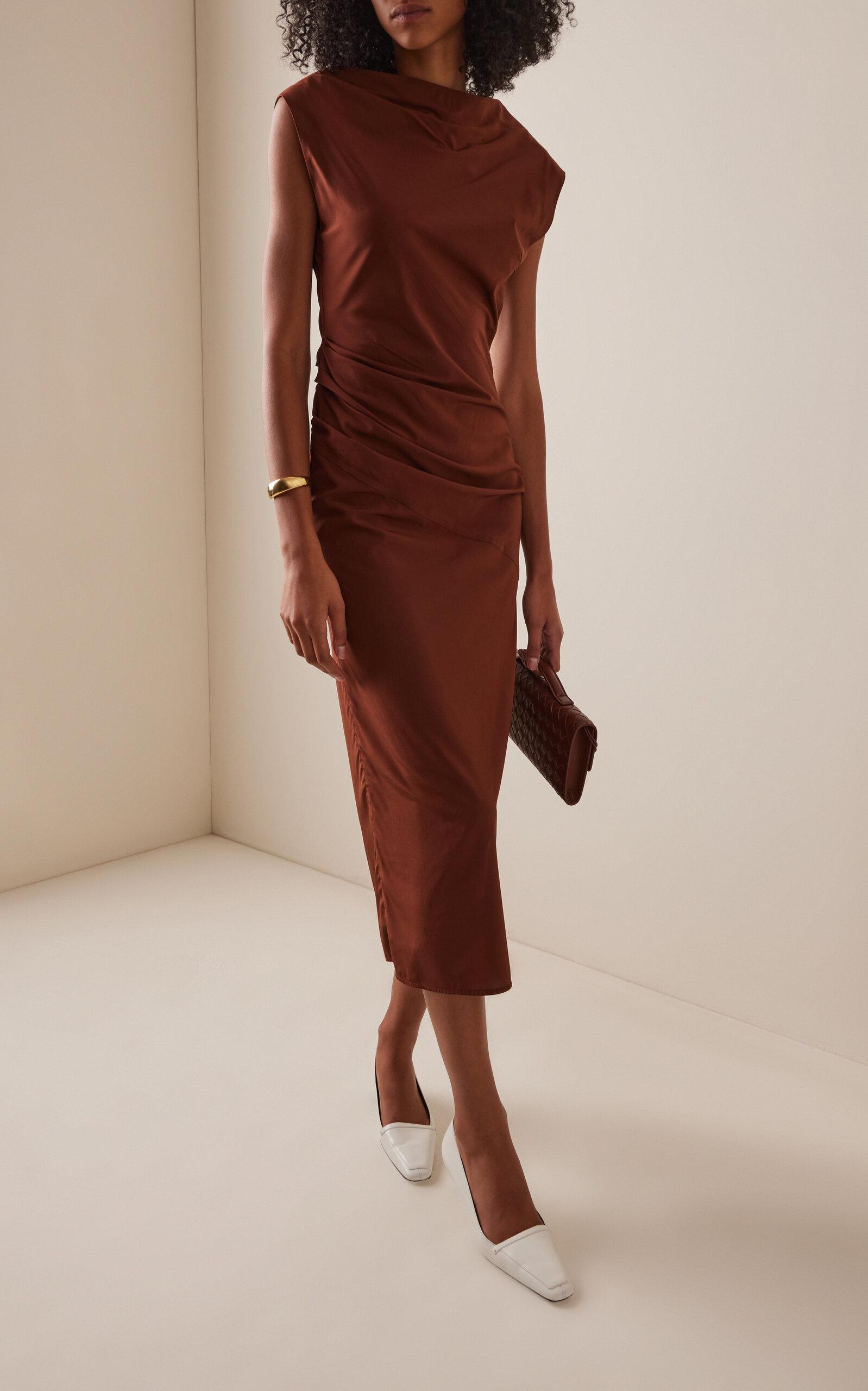 brown long linen dress Halvar Linen Maxi Dress Brown Espresso