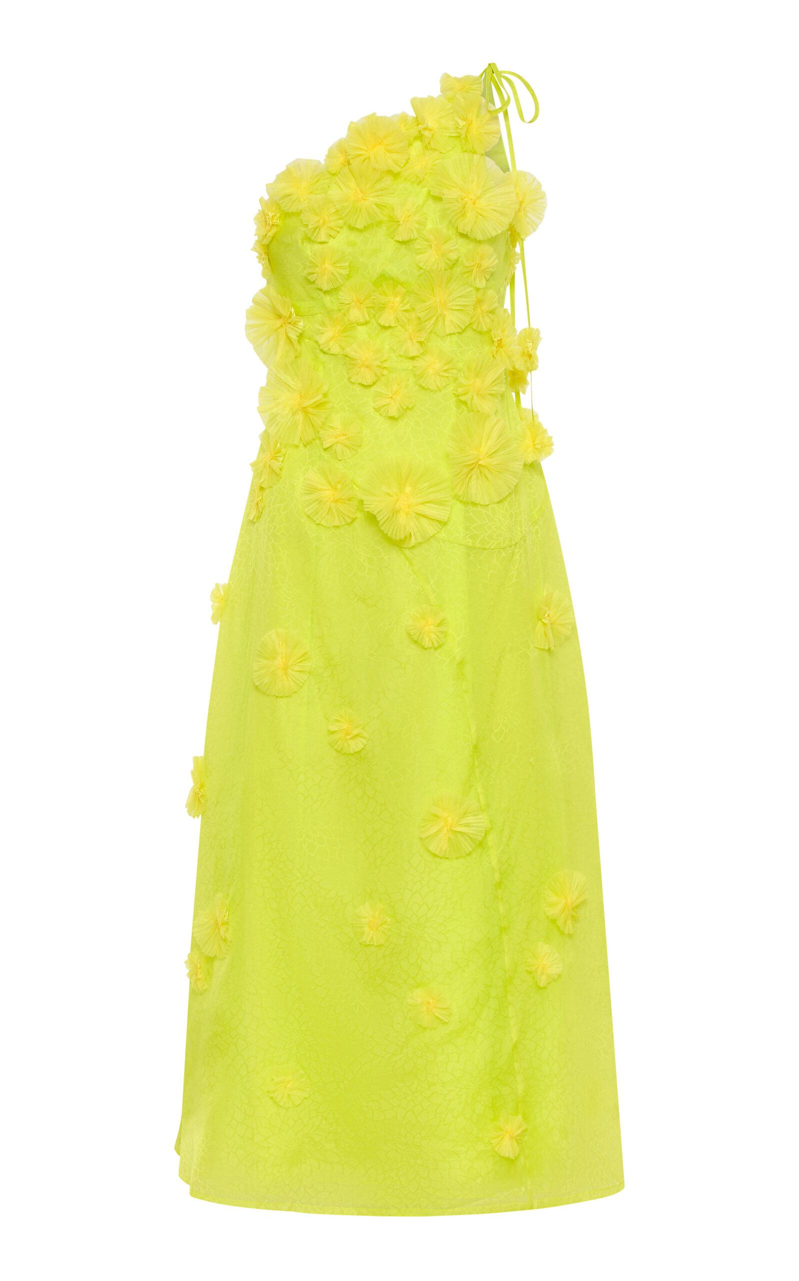 Rachel Gilbert Whitley Embellished Silk Midi Dress in Yellow | Lyst