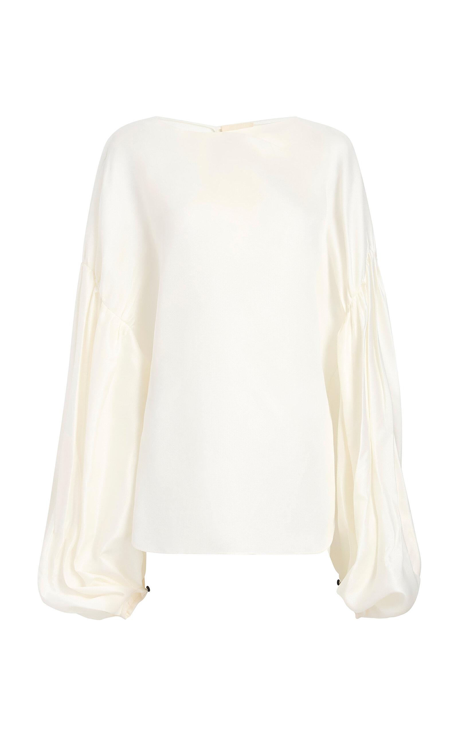 【KHAITE】WHITE puff shirring sleeve SHIRT KHAITE Quico Top in White | FWRD