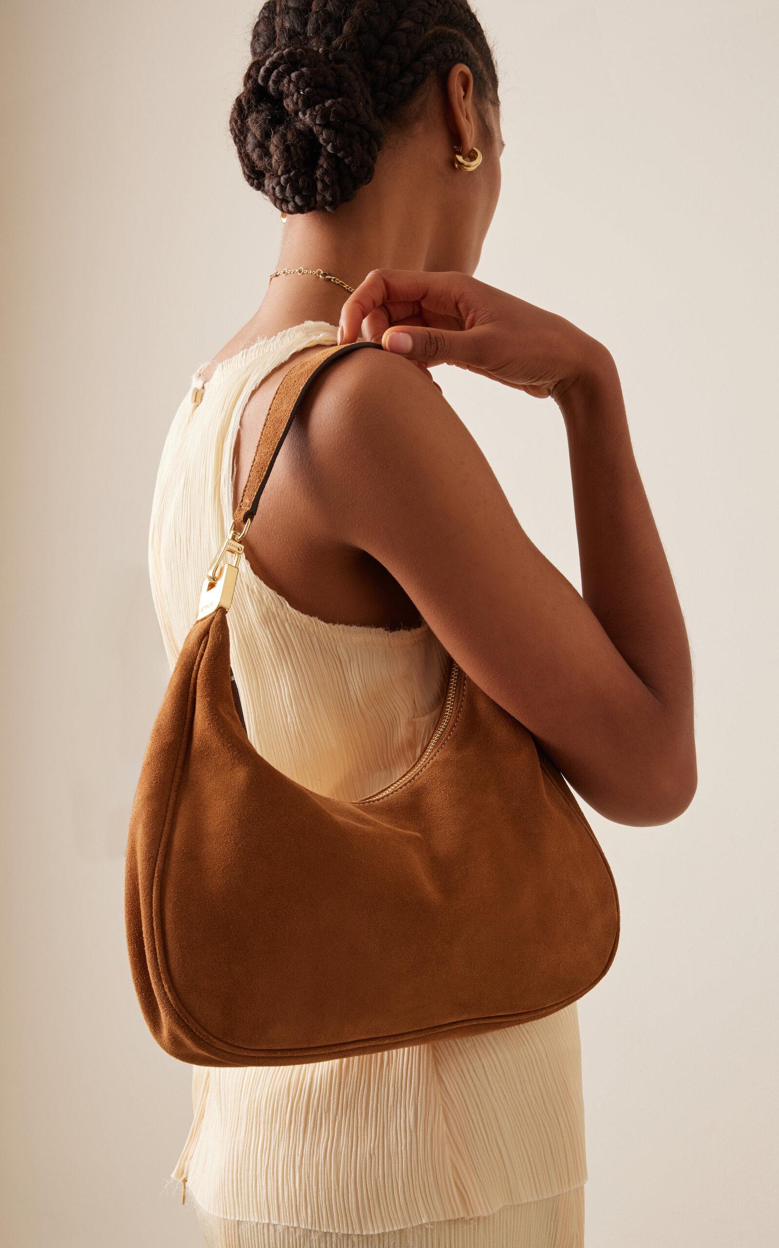 STAUD Sylvie Suede Shoulder Bag in Brown | Lyst