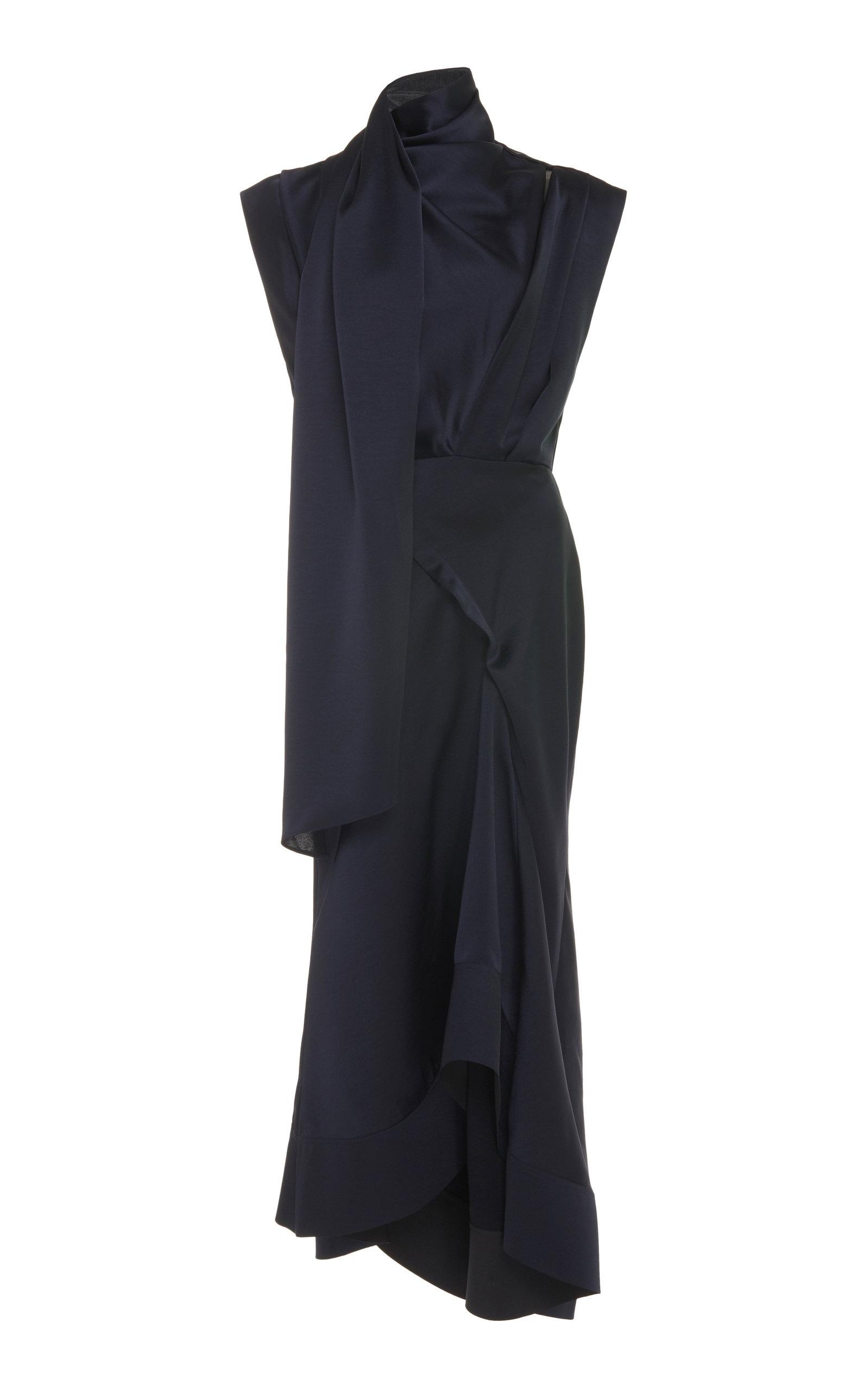 Acler Dalisay Draped Midi Dress in Black Lyst Australia