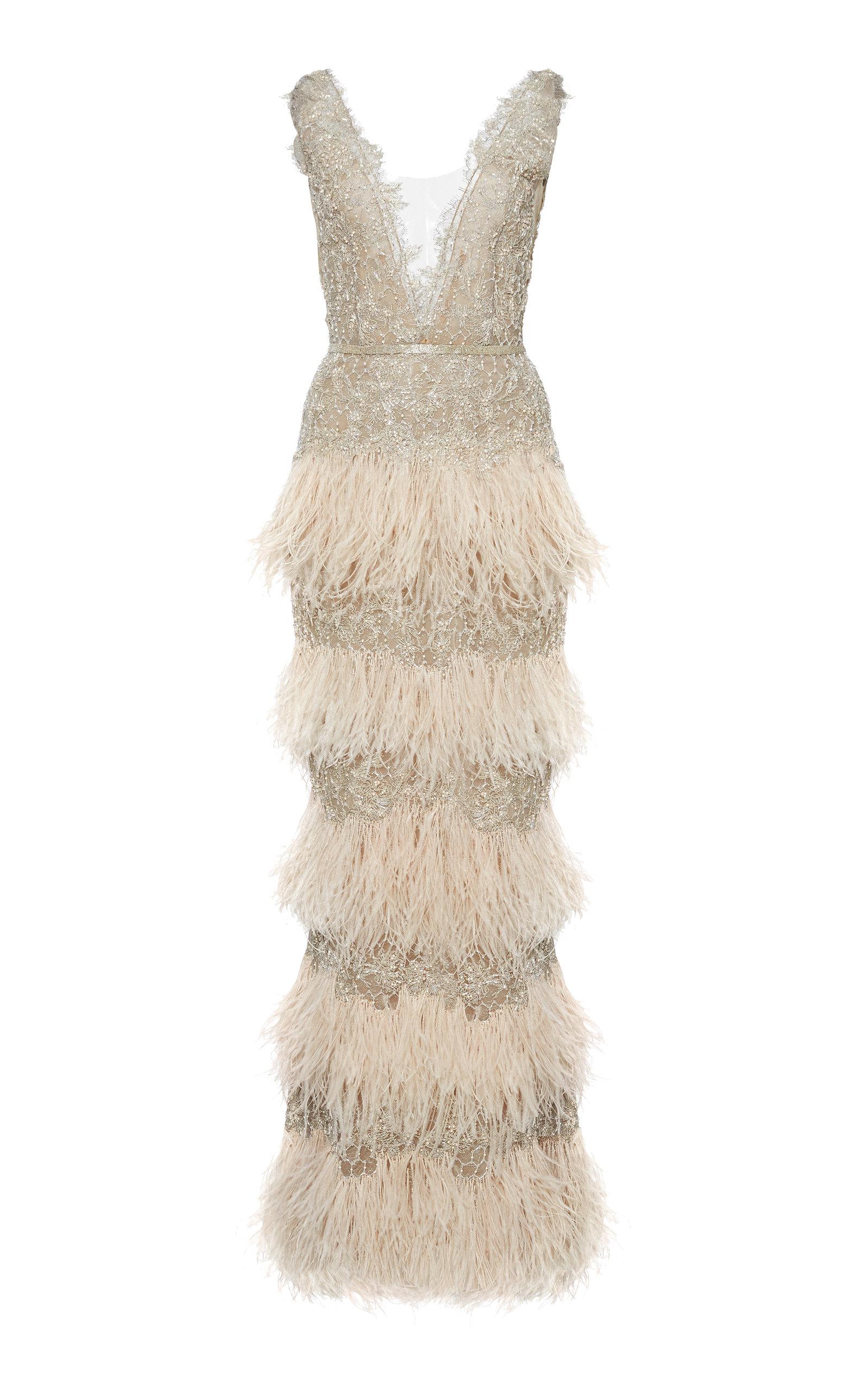 Marchesa hot sale feather dress